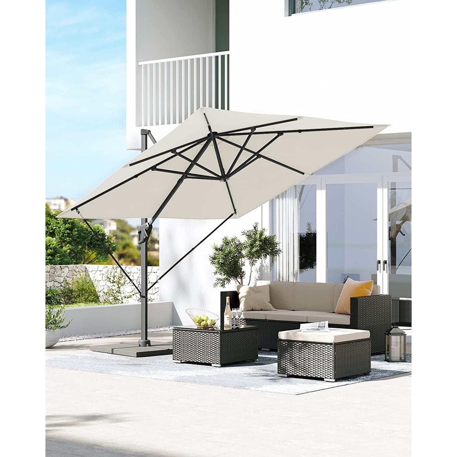 Ampelschirm 290 x 290 cm - Stufenlos verstellbar - Neigbar und 360° Drehfunktion