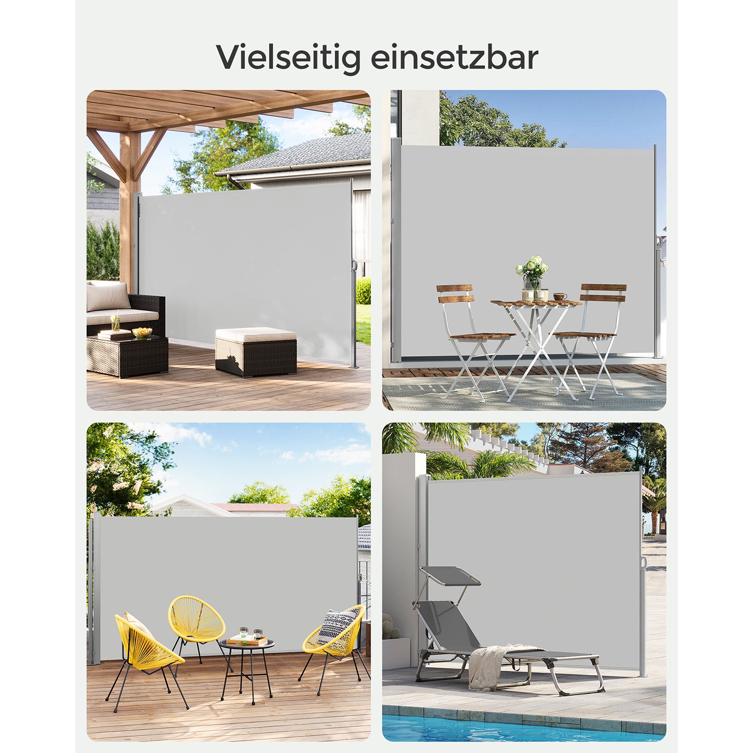 Sichtschutz – Gartensichtschutz – Kindersicherung – Wetterfest – Eisen/Hellgrau