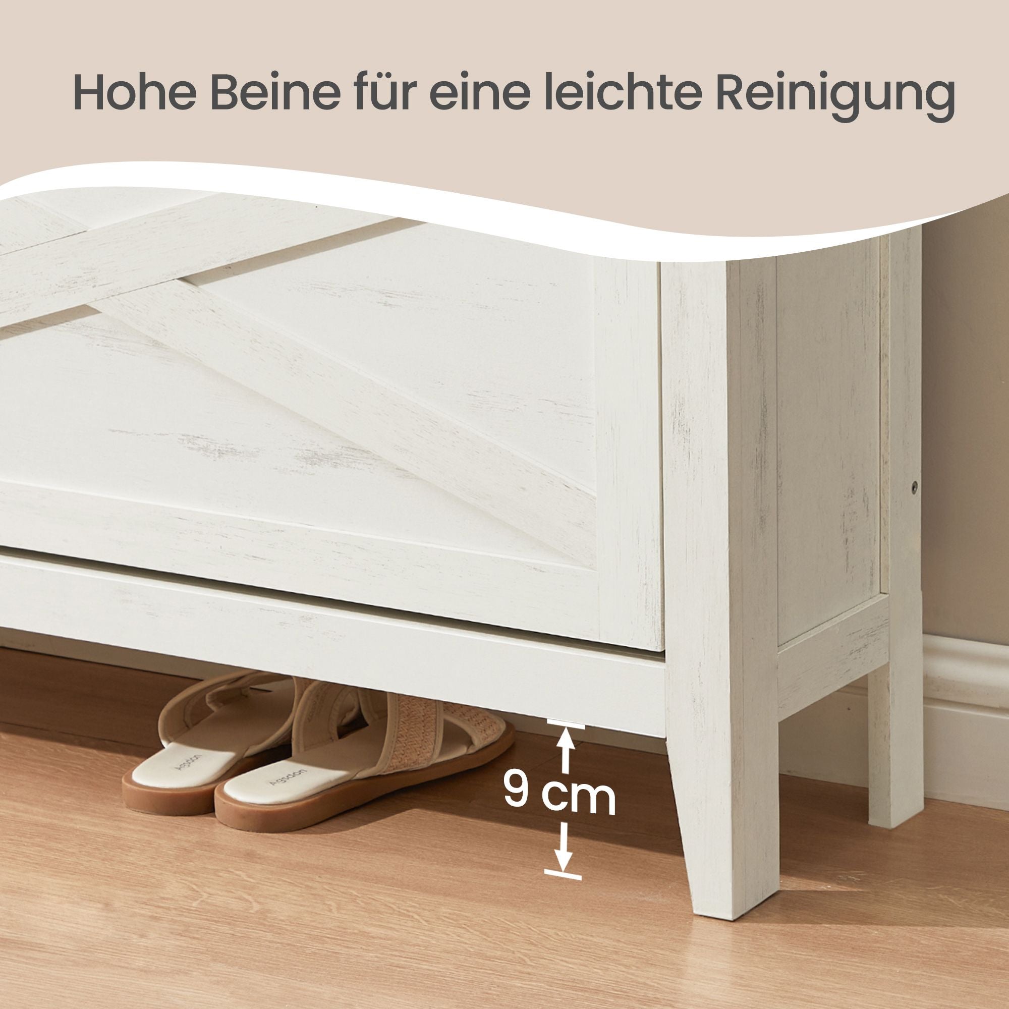 Schuhschrank Mit 4 Klappfächern - Schmal Und Freistehend - Für Flur Und Eingangsbereich