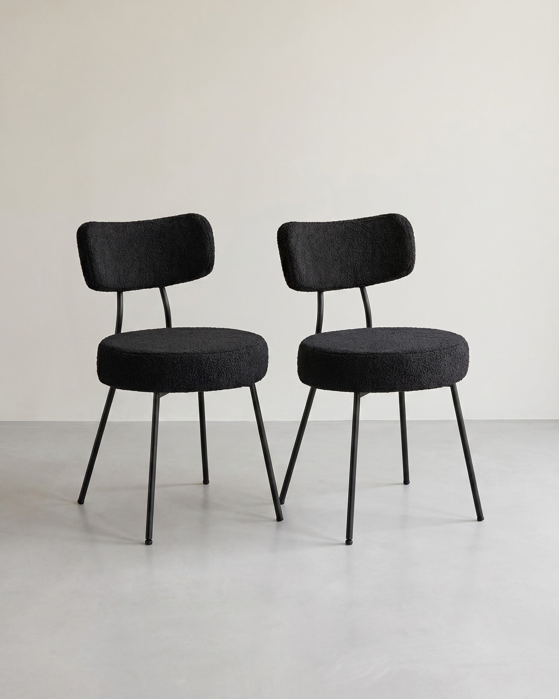 Moderne Esszimmerstühle – 2er-Set – Mit Vlies gepolstert – Runde Sitzfläche mit Rückenlehne