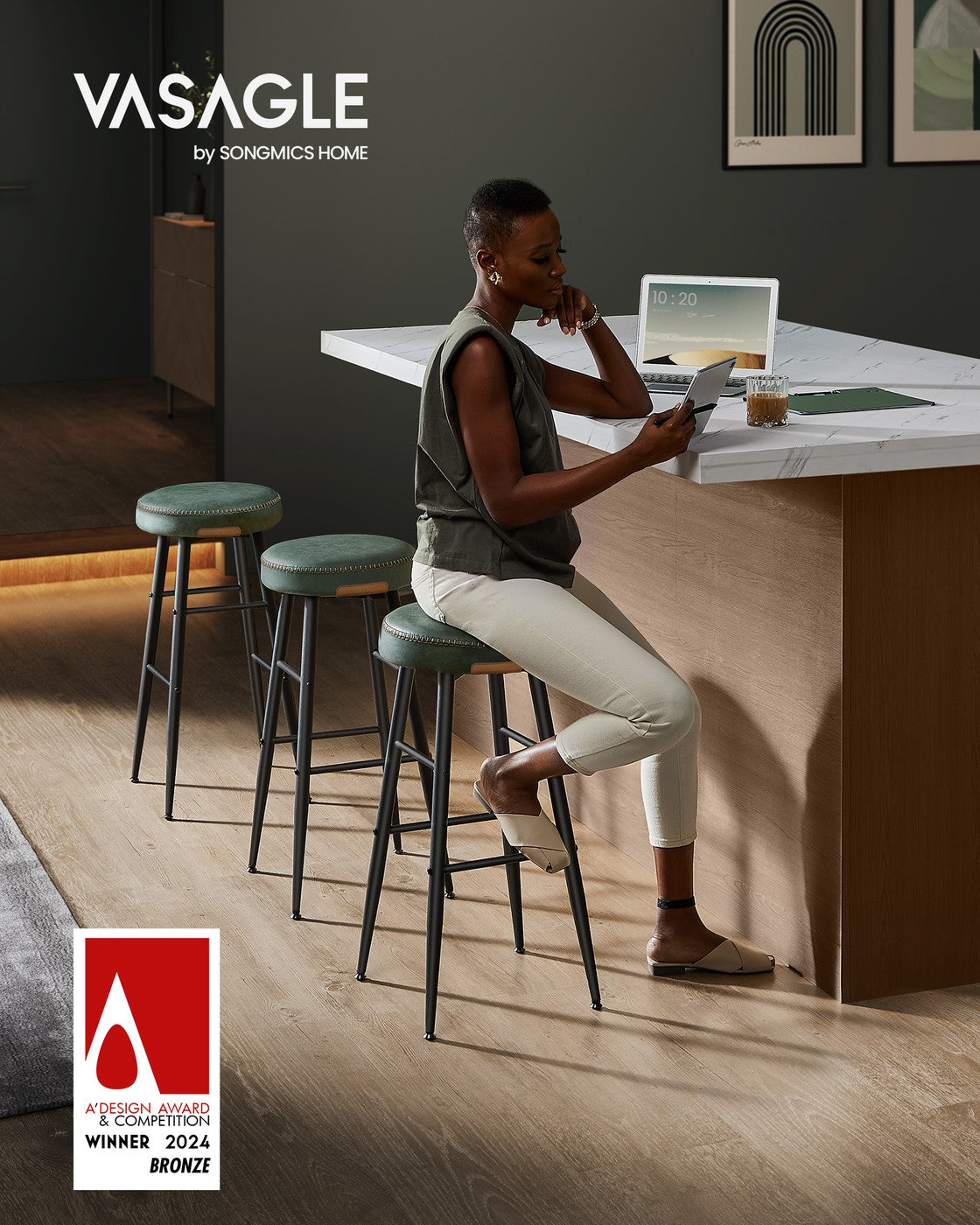 2er-Set Barhocker – EKHO Kollektion – Kunstleder – Bequeme Barhocker mit Fußstütze