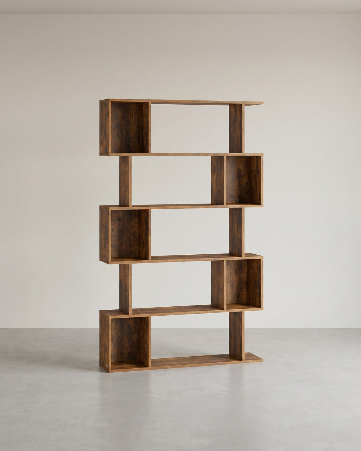 Bücherregal – S-förmiges Design – 5 Ebenen – 90 cm breit – 30 kg Tragkraft pro Ebene