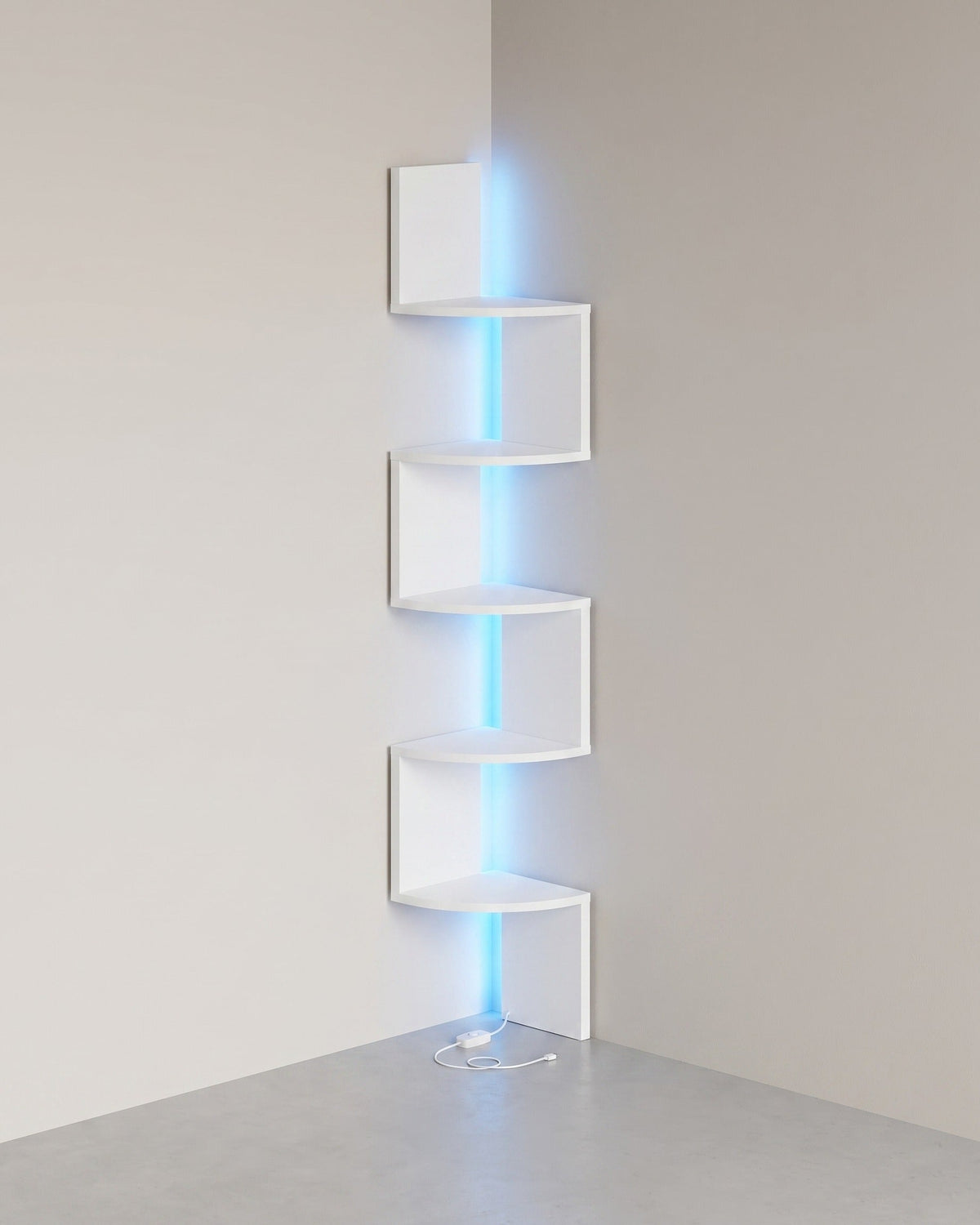 Eckregal mit LED-Beleuchtung und Zickzack-Design – 5 Ebenen, Ambientebeleuchtung und platzsparendes Design