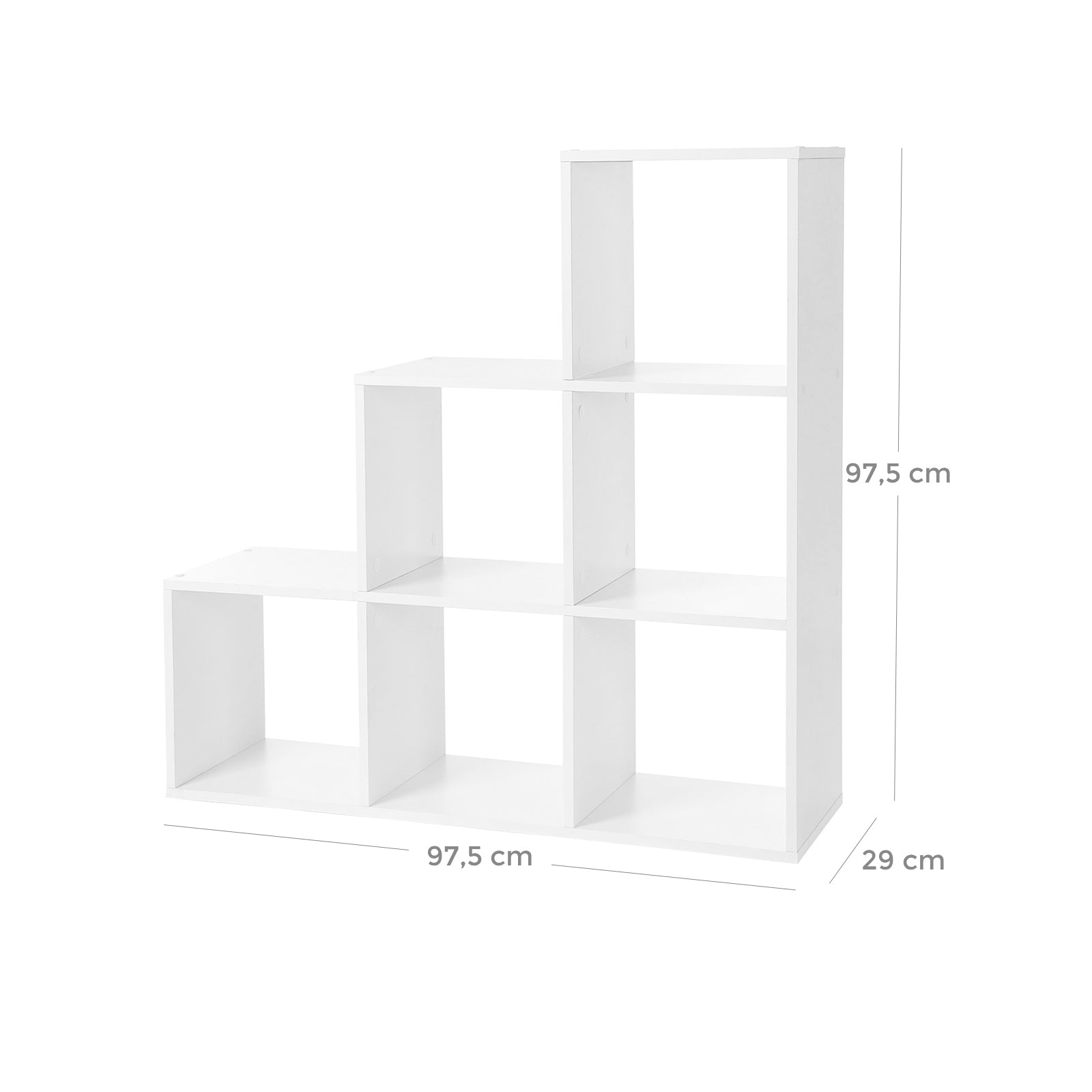 Bücherregal mit 10 Fächern – Raumteiler – Aufbewahrungsschrank – 129,5 x 29 x 129,5 cm – Weiß