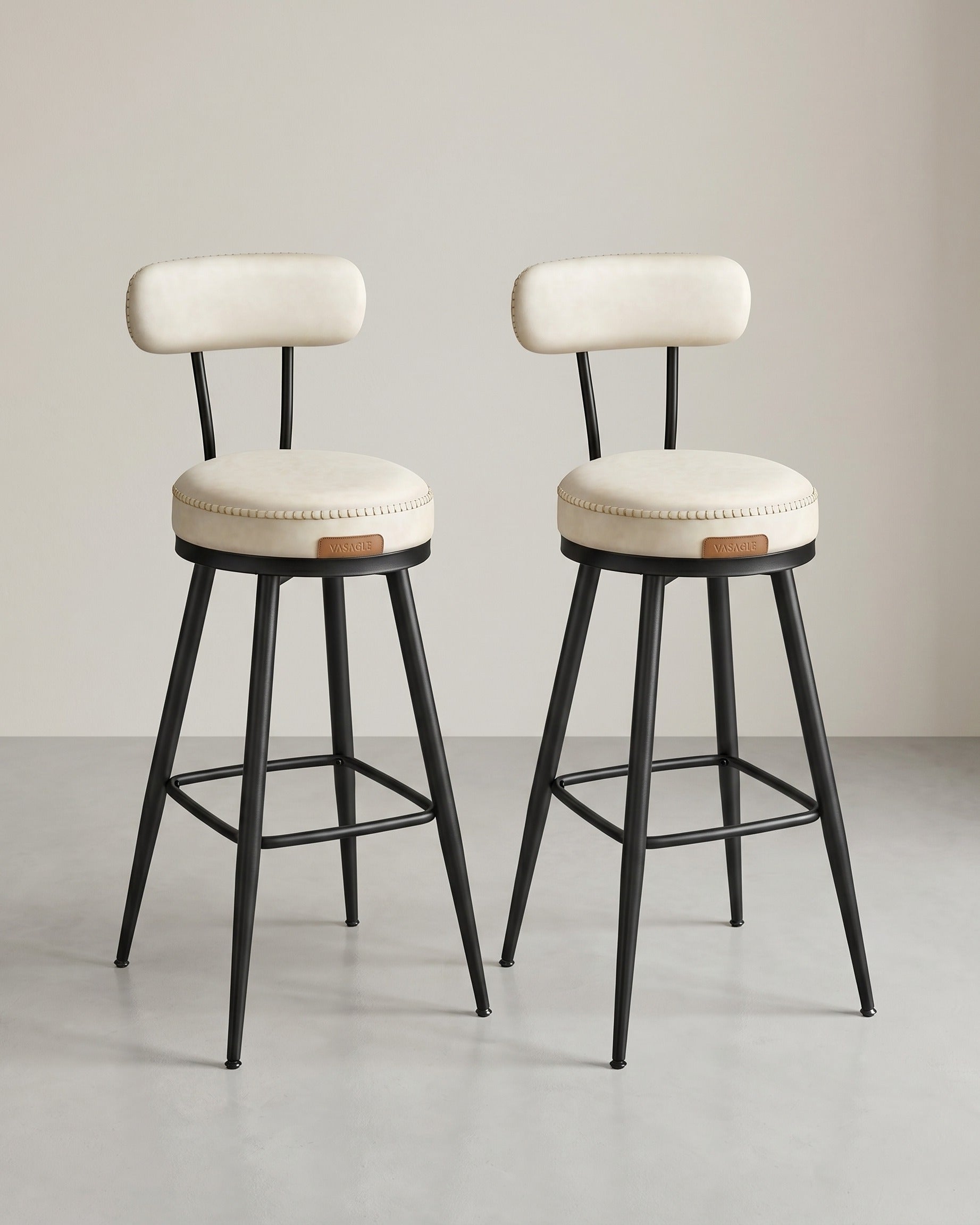 2er Set Barhocker - 360° drehbar - Kunstleder - Industriedesign