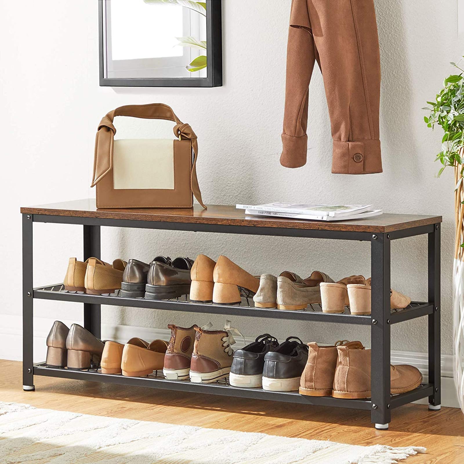 Schuhbank mit 2 Gitterböden – Industriedesign – 100 cm breit – Bryce Collection