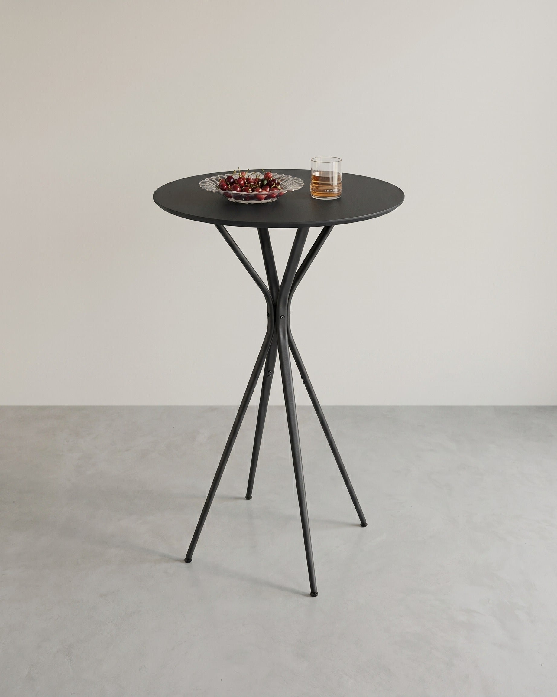 Schwarzer Stehtisch mit X-Beinen – 60 x 60 x 105 cm – Metallgestell – MDF-Tischplatte – Bis 50 kg belastbar
