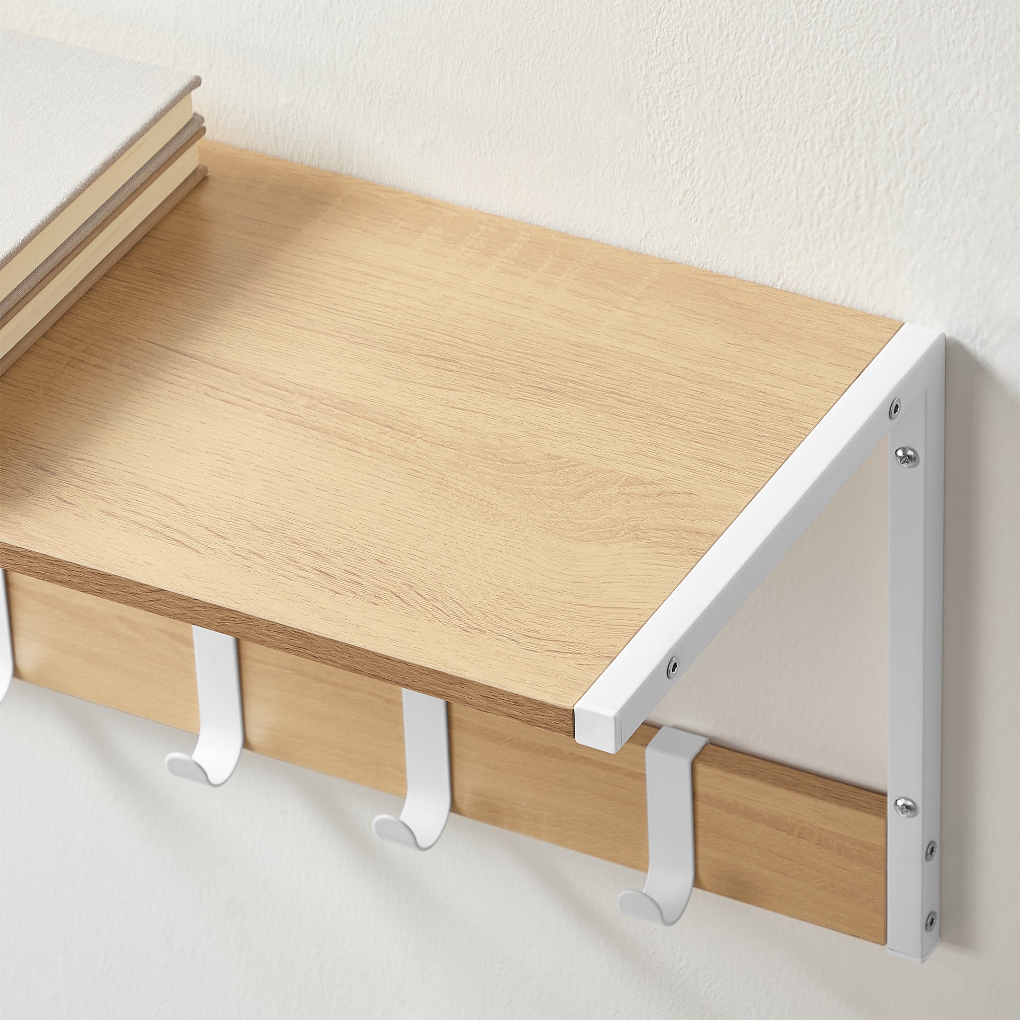2er Set Wandregale - Schweberegale - 24 cm tief - mit Haken - für Wohnzimmer, Küche, Bad oder Schlafzimmer - Gesamttragkraft 35 kg