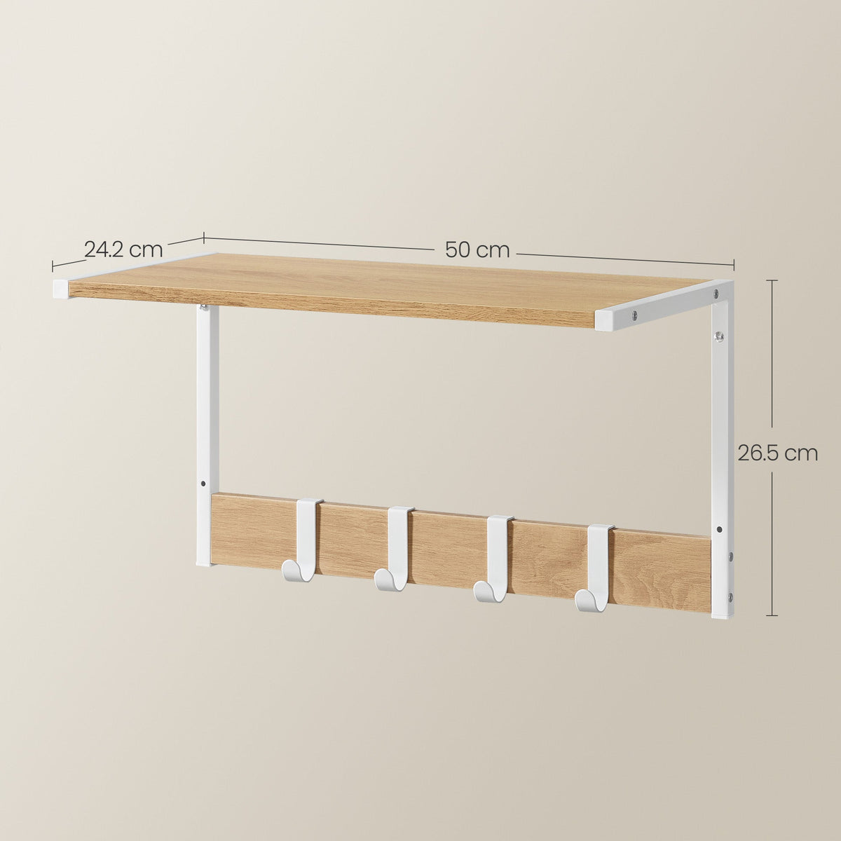 2er Set Wandregale - Schweberegale - 24 cm tief - mit Haken - für Wohnzimmer, Küche, Bad oder Schlafzimmer - Gesamttragkraft 35 kg