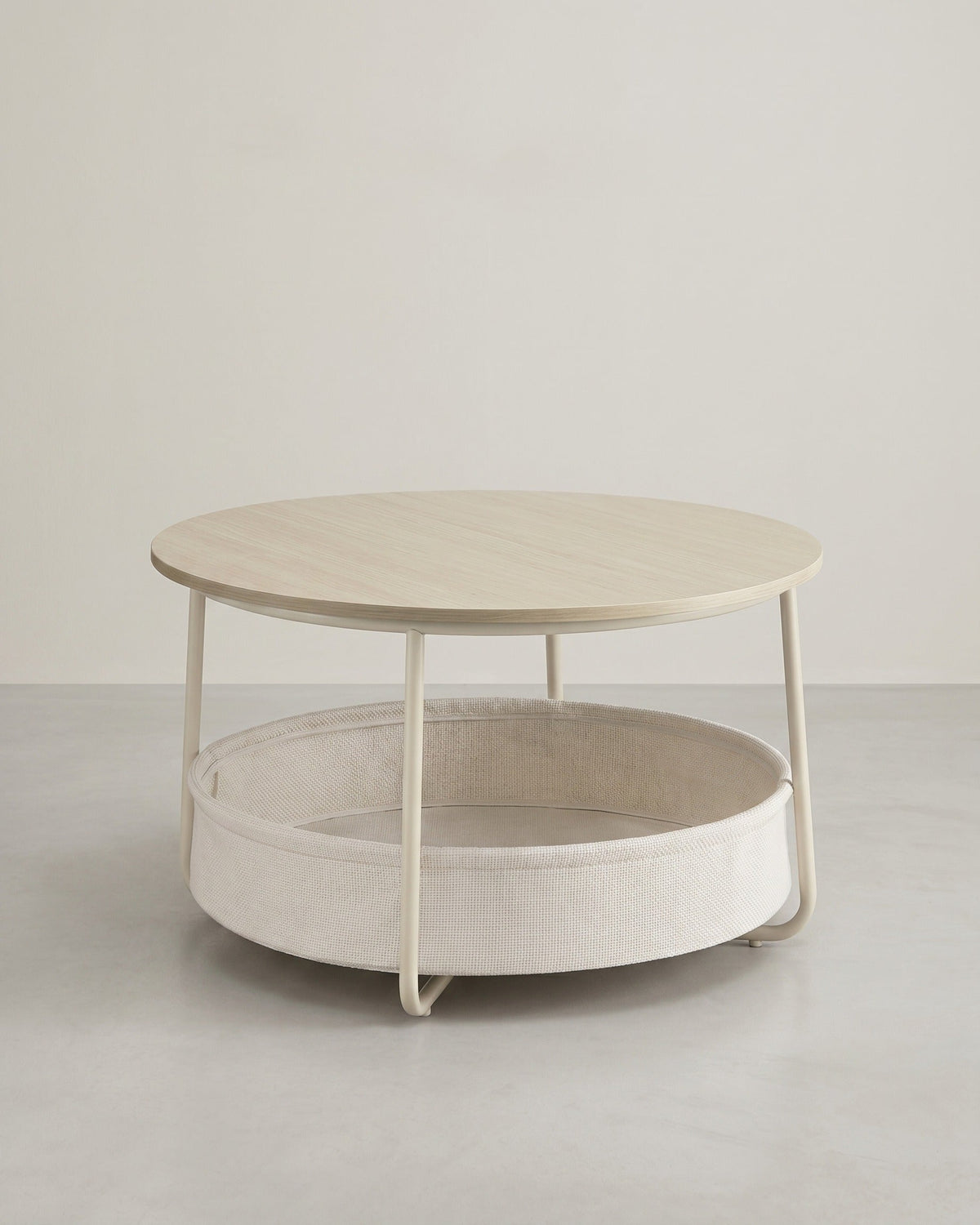 Runder Couchtisch mit Ablagekorb - Stilvoll und praktisch - 75 cm