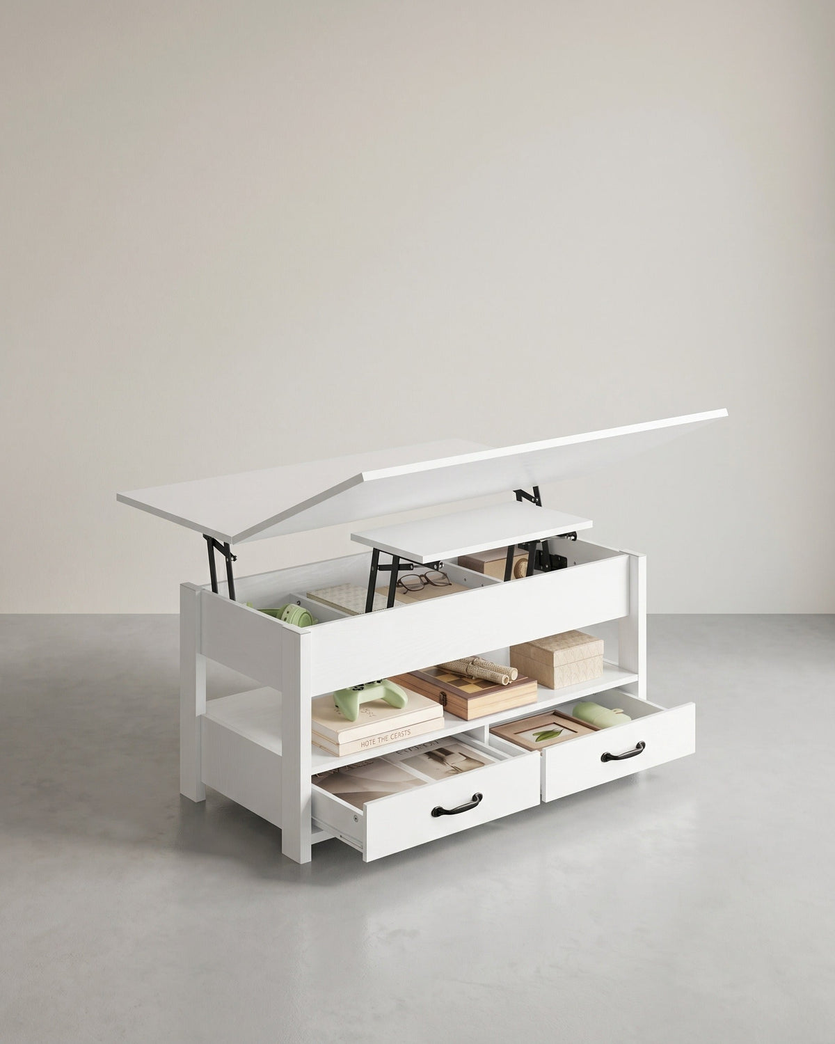 Couchtisch mit Klappplatte und verstecktem Stauraum – Multifunktional, verstellbar und modernes Design – 100 cm breit