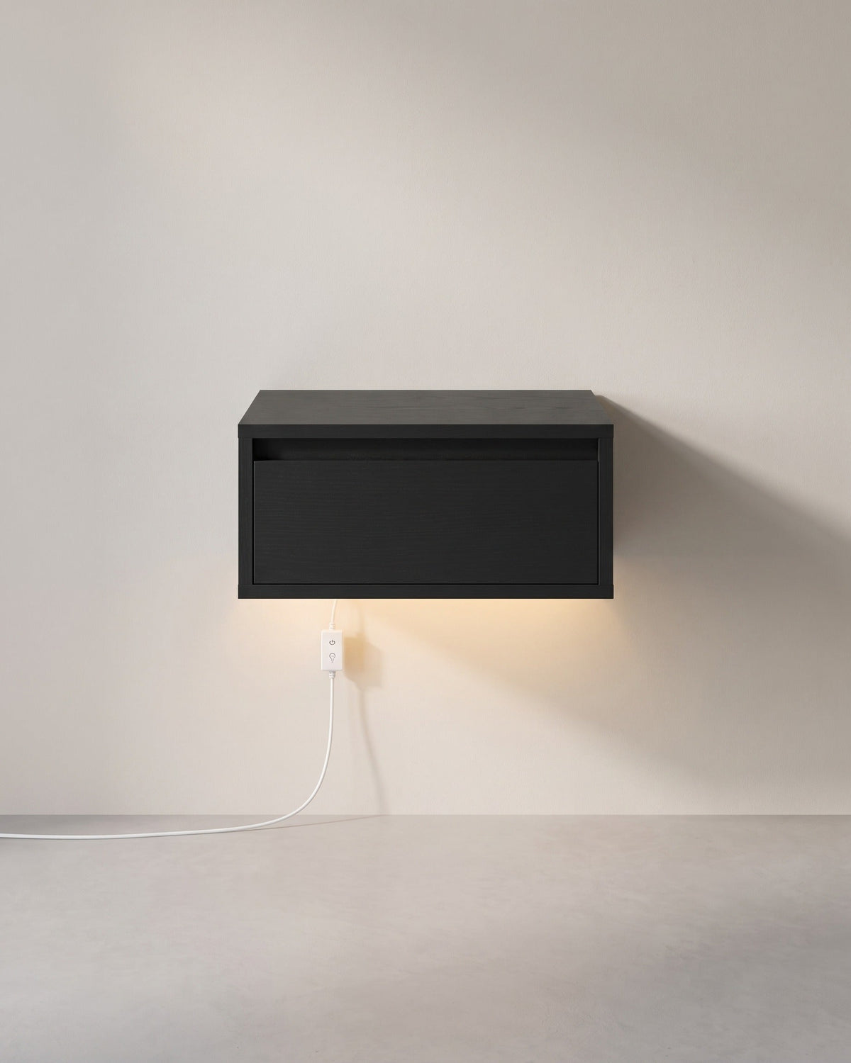 Schwebender Nachttisch mit LED-Beleuchtung – Minimalistisch und praktisch