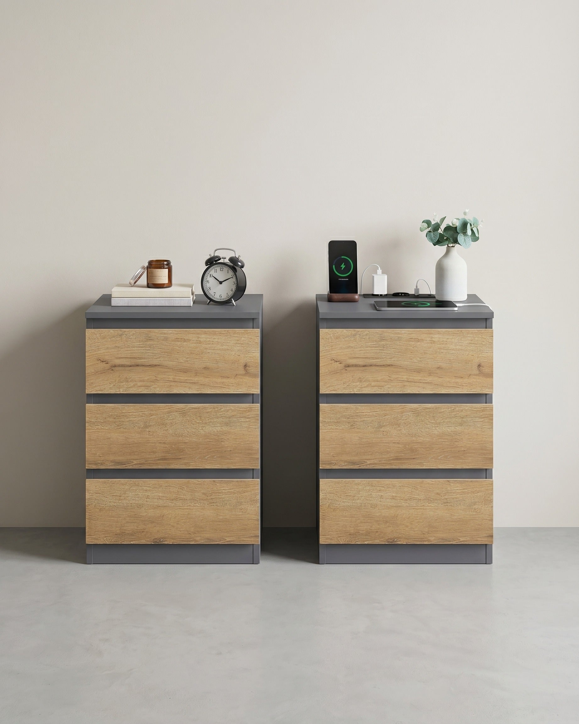 Beistelltisch mit Ladestation - Nachttisch mit USB-Anschluss - Schrank mit Steckdose