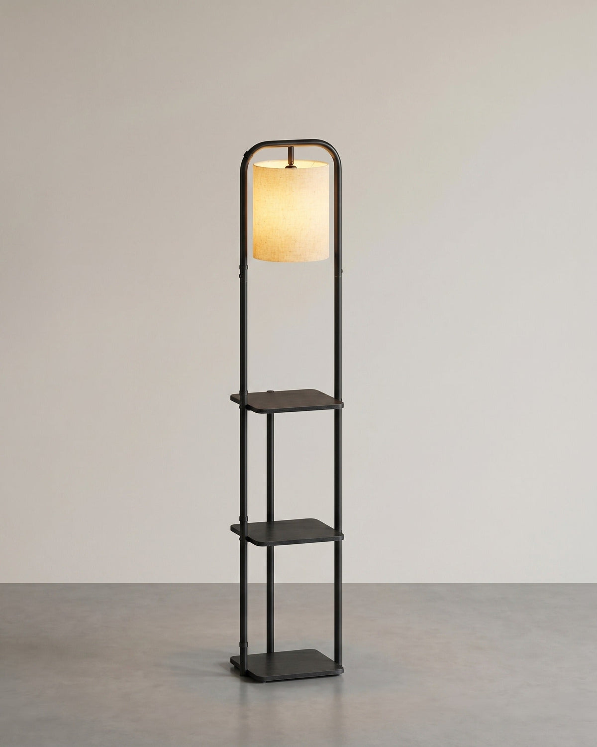 Stehlampe mit 3 Ablagen – inklusive LED-Leuchtmittel – verstellbarer Lampenschirm – Industriedesign
