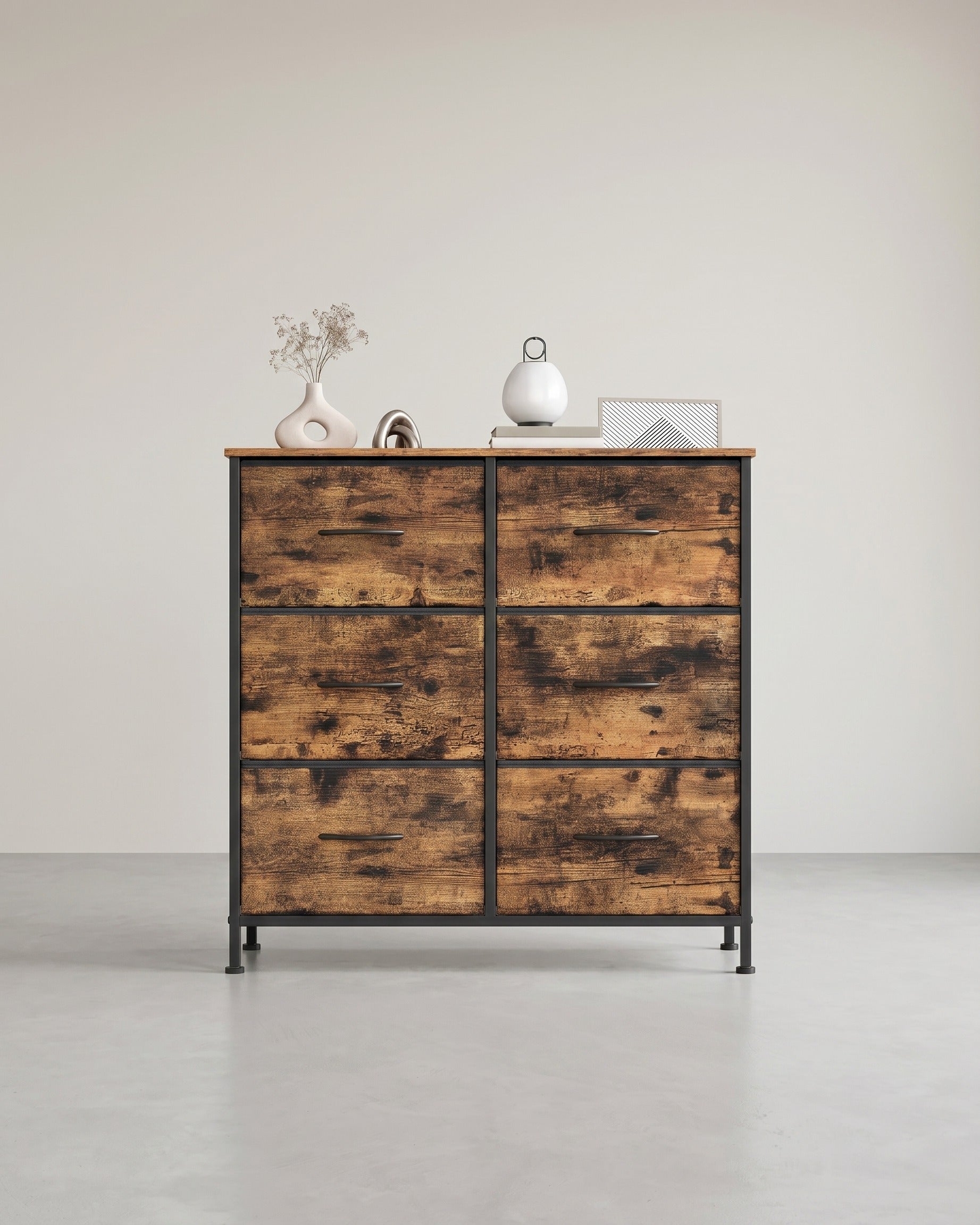 Moderner Schrank – Kommode mit 6 Schubladen – Industriedesign – Stahlrahmen – Viel Stauraum – 73 cm hoch