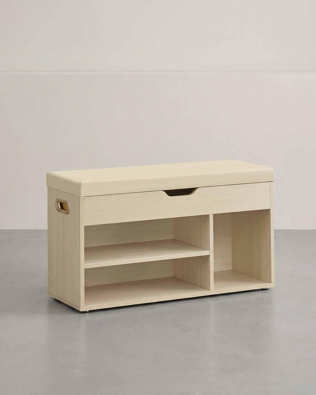 Schuhaufbewahrung – Schuhbank mit Sitzfläche – Aufbewahrungsbank mit 3 Offenen Fächern – 30 x 80 x 44 cm – Tragfähigkeit bis 150 kg