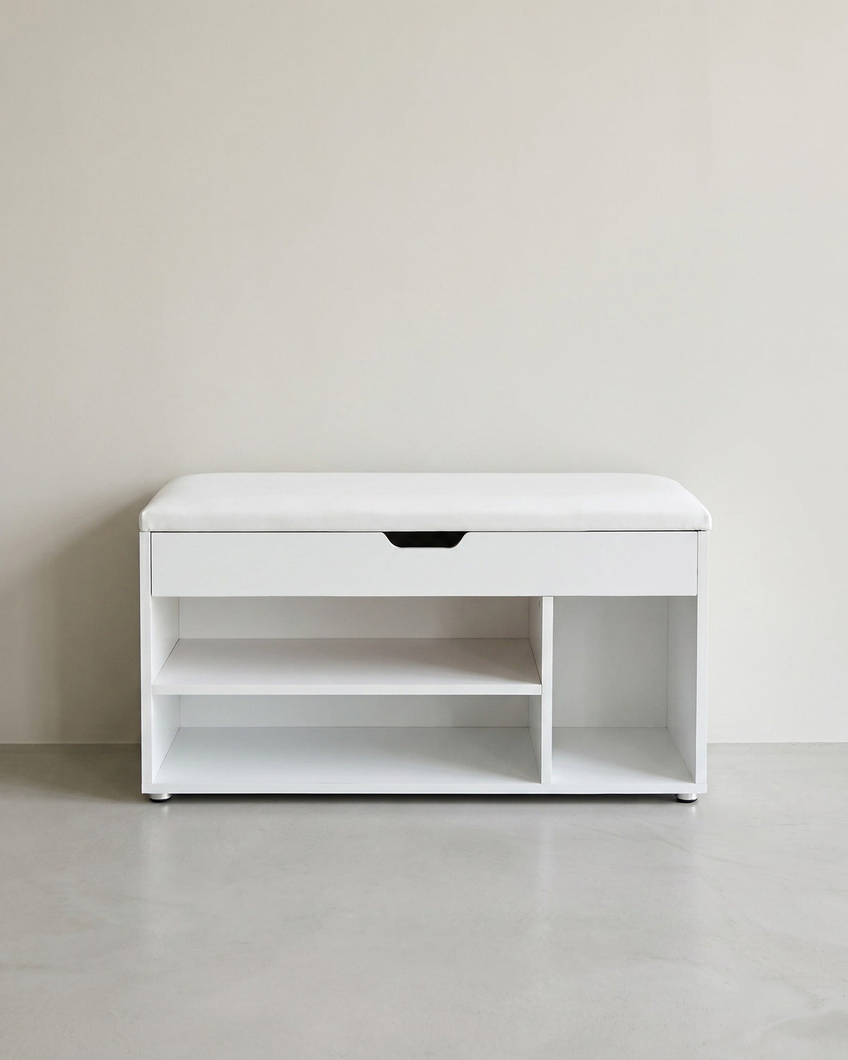 Schuhbank mit Stauraum 80 cm – Weiß mit Sitzkissen – Flurmöbel / Schuhschrank bis 150 kg