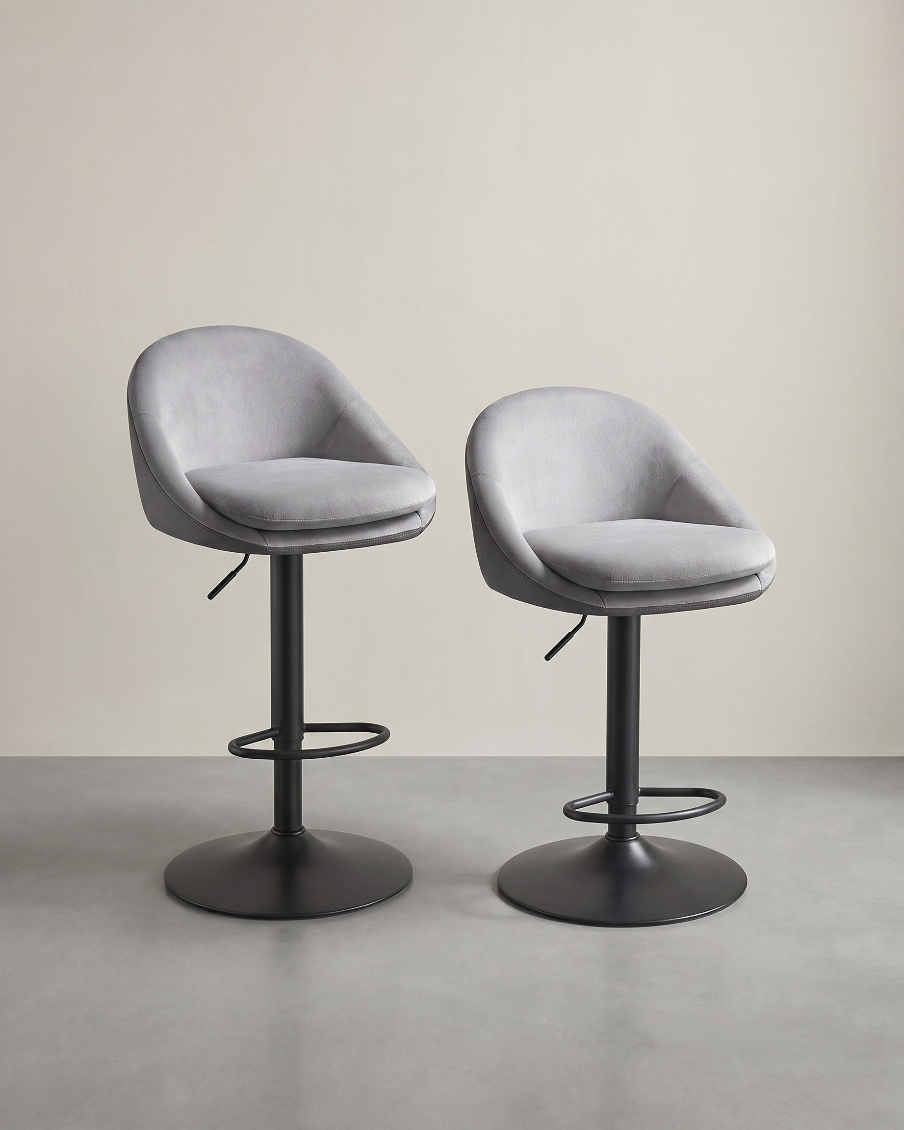 2er-Set Luxus-Barhocker – Bouclé – Samt – Verstellbar