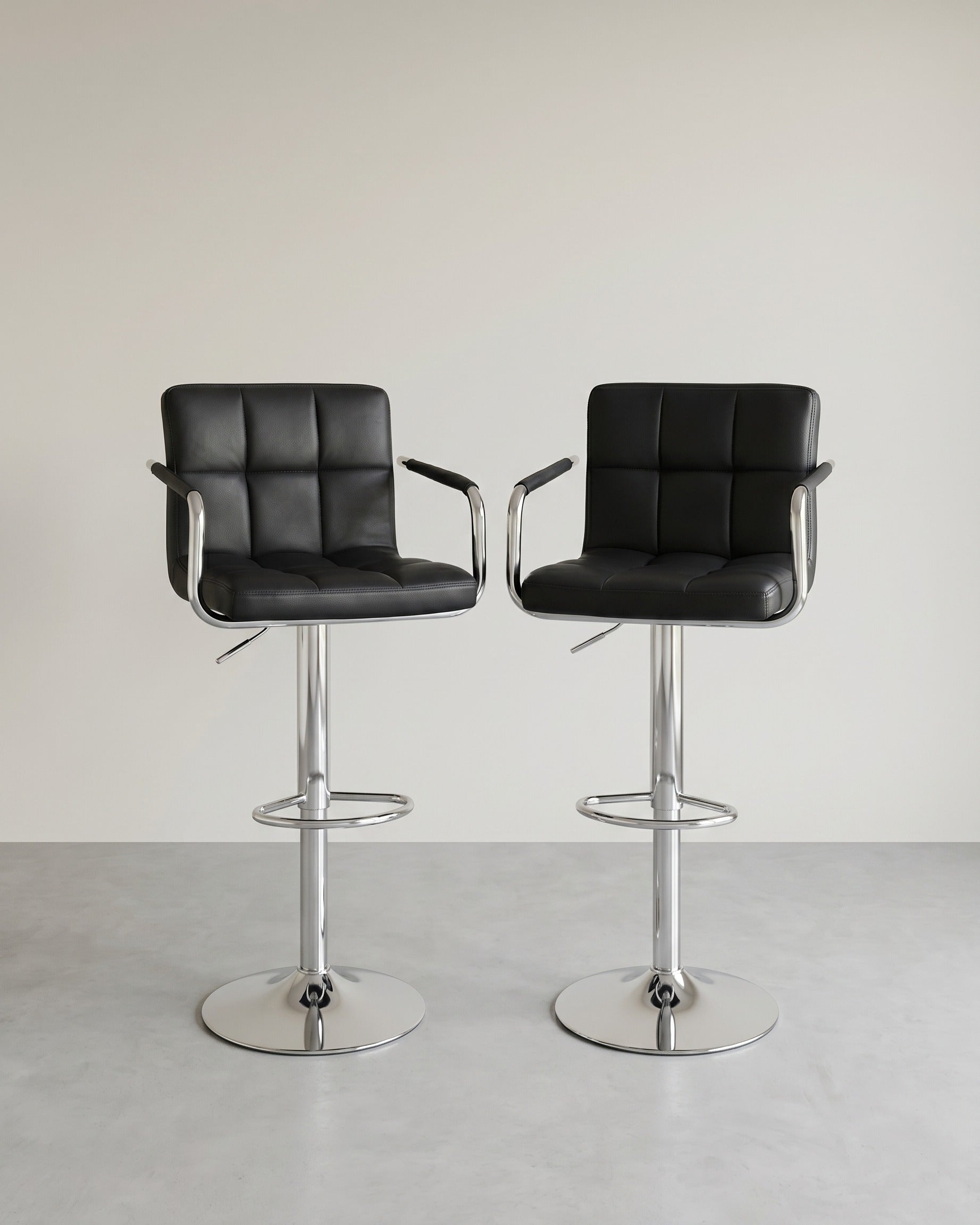 2er-Set Luxus-Barhocker mit Armlehnen – verstellbar – Kunstleder