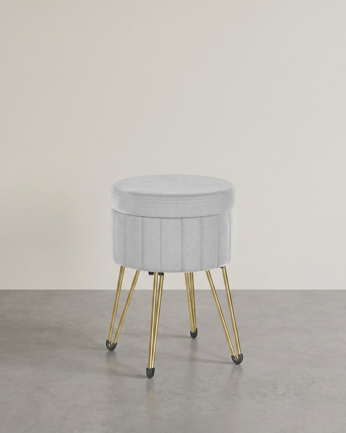 Runder Samthocker mit Stauraum – Mit Deckel als Tischplatte – Ø39 cm – Bis 136 kg belastbar