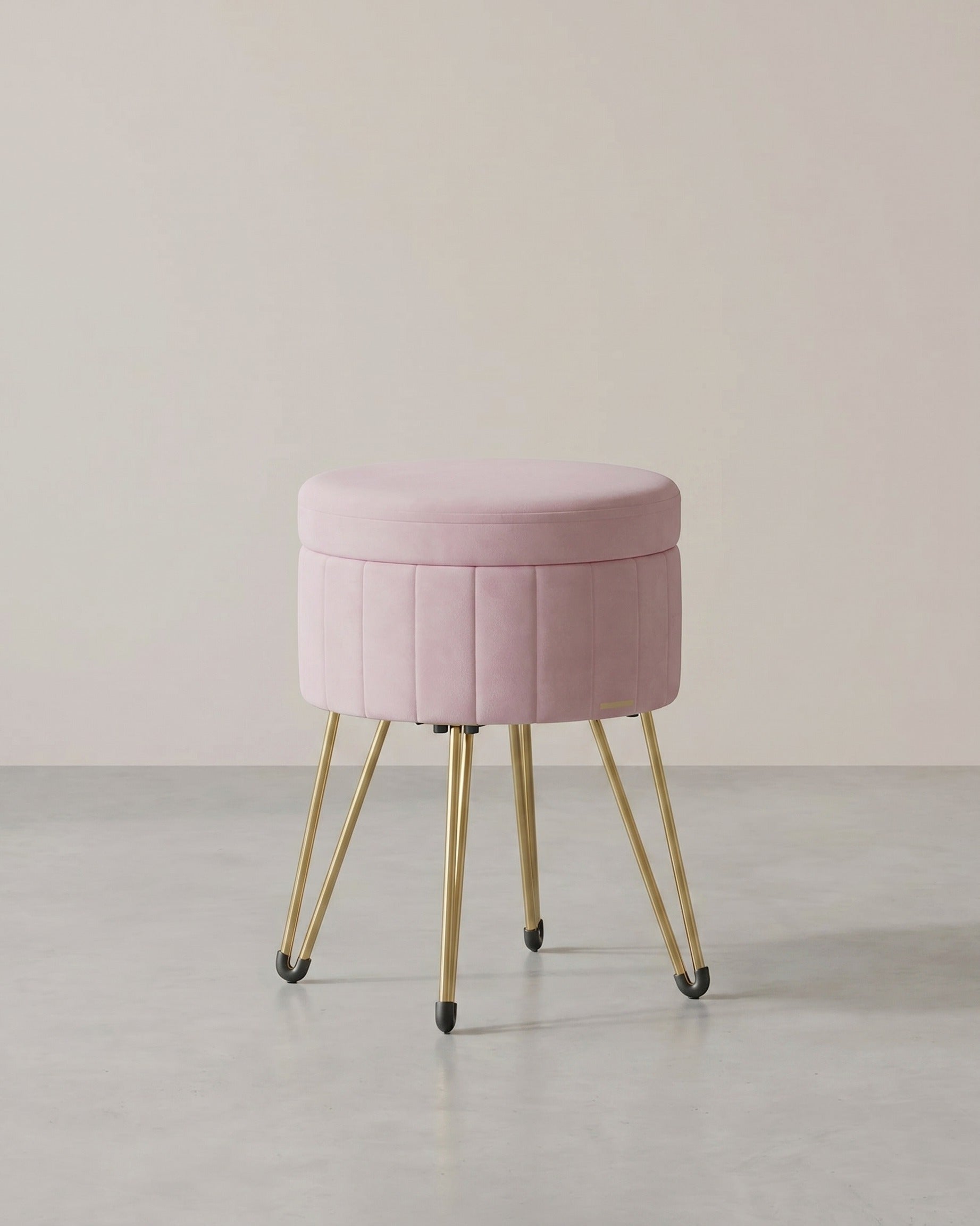 Runder Samthocker mit Stauraum – Mit Deckel als Tischplatte – Ø39 cm – Bis 136 kg belastbar