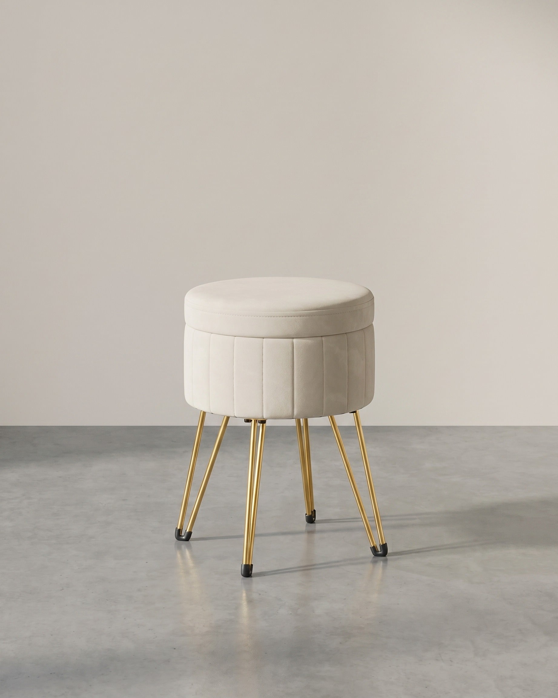 Runder Samthocker mit Stauraum – Mit Deckel als Tischplatte – Ø39 cm – Bis 136 kg belastbar