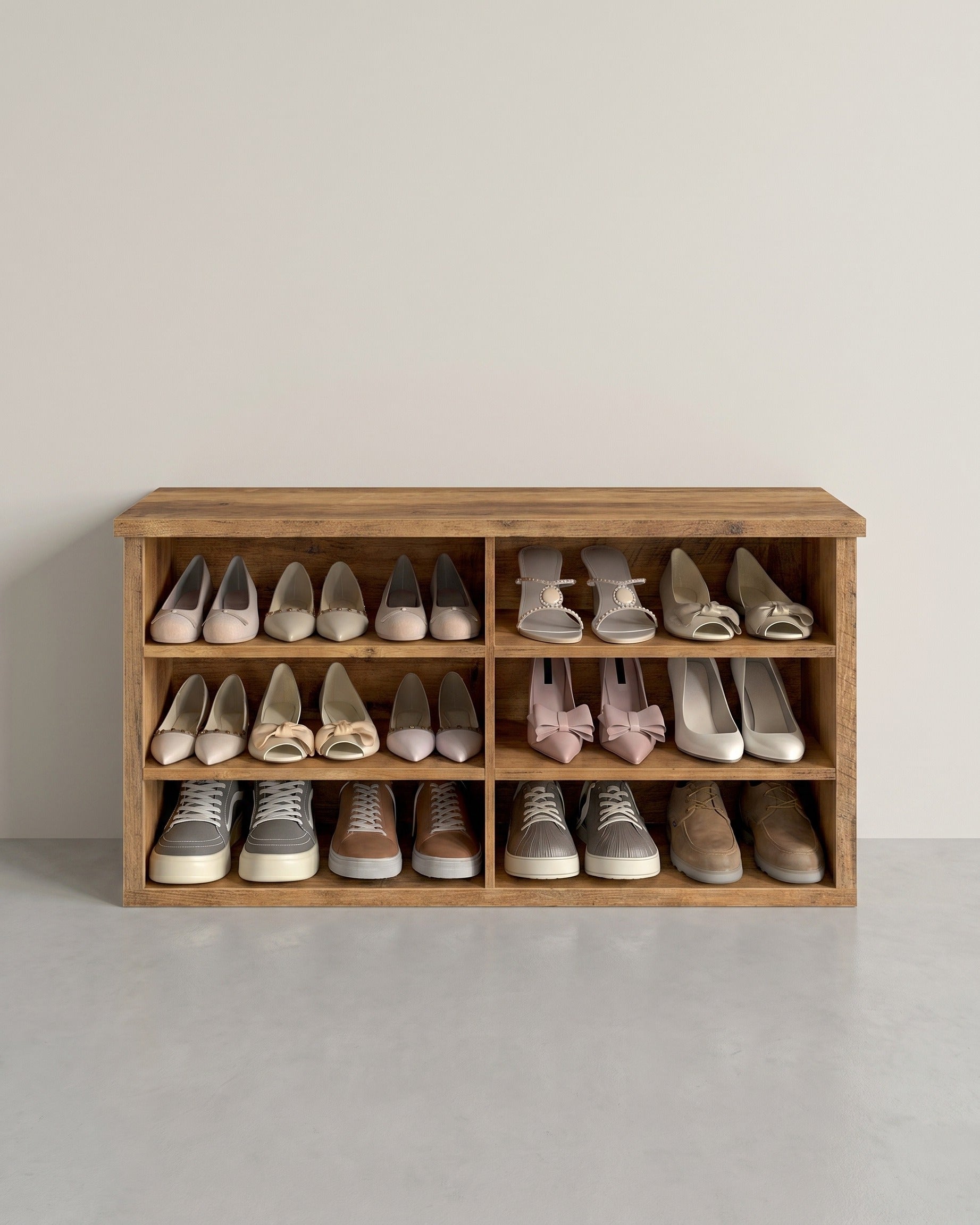 Schuhbank mit 6 offenen Fächern – Landhausstil – Tragkraft bis zu 136 kg