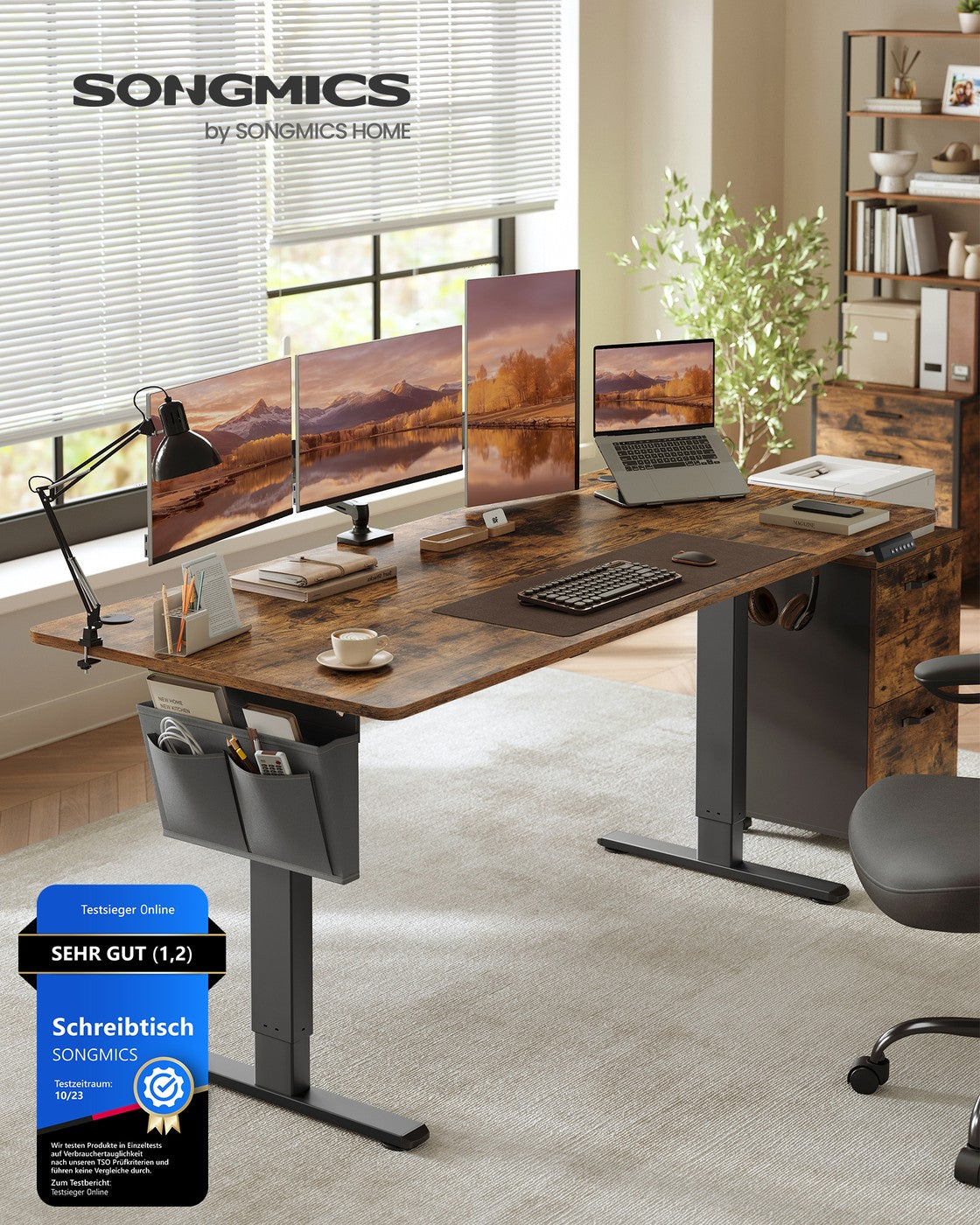 Elektrischer Sitz-Steh-Schreibtisch 180 x 80 cm – höhenverstellbar – mit Kabelmanagement