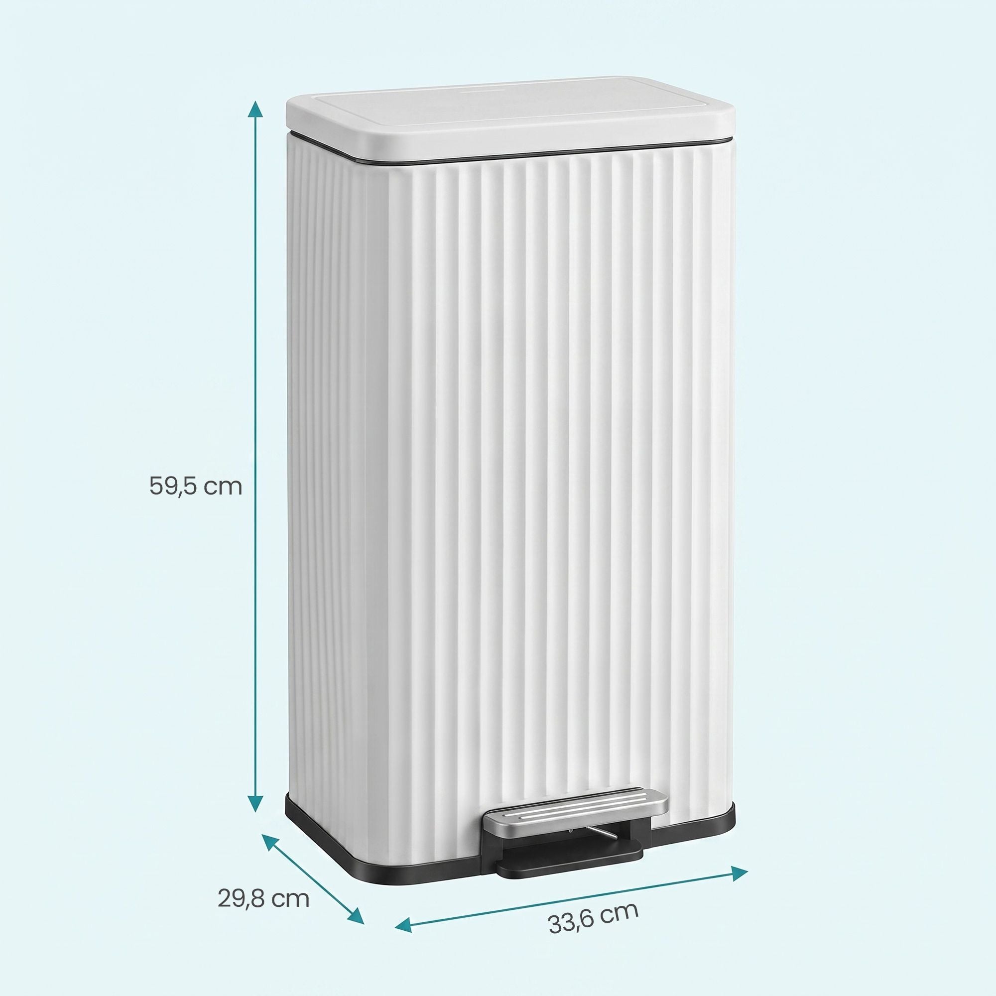 Küchenmülleimer – 50 Liter – Treteimer mit Soft-Close-Deckel – Inneneimer aus Stahl – Inklusive 15 Müllbeuteln
