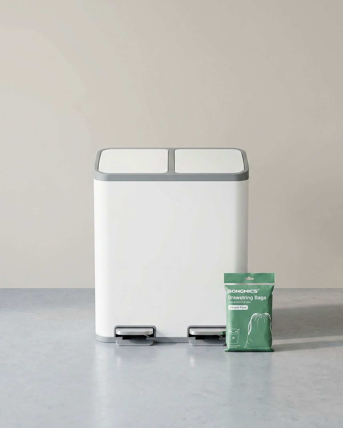 Doppelter Abfalleimer 2 x 30L – Stahl – Mit Pedalen & herausnehmbaren Inneneimern