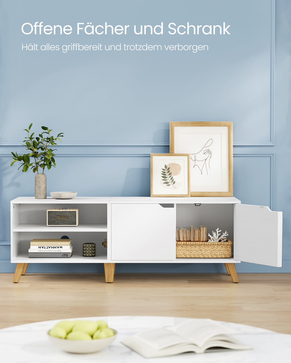 TV-Möbel – 1 oder 2 Türen – 120 oder 140 cm Breit – Skandinavisch – mit Offenem Fach