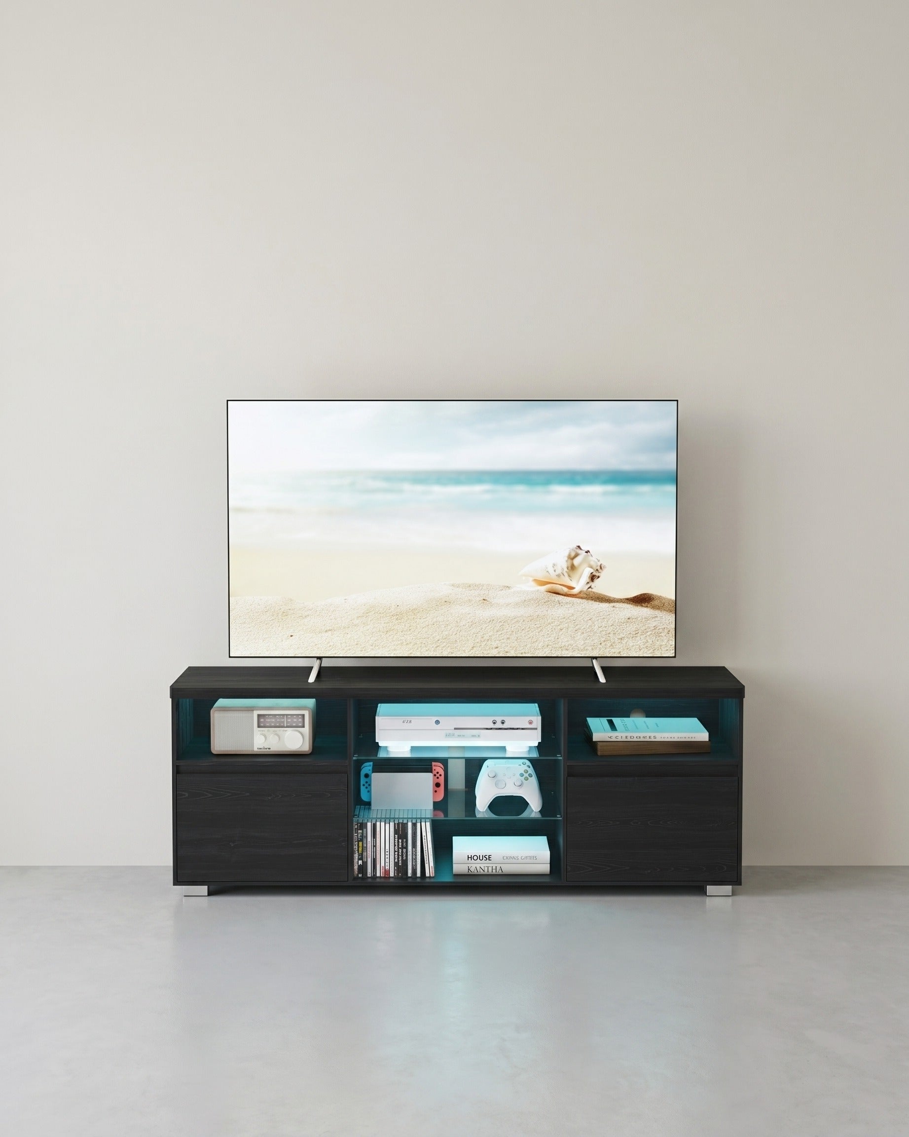 TV-Schrank mit LED-Beleuchtung und verstellbarem Stauraum