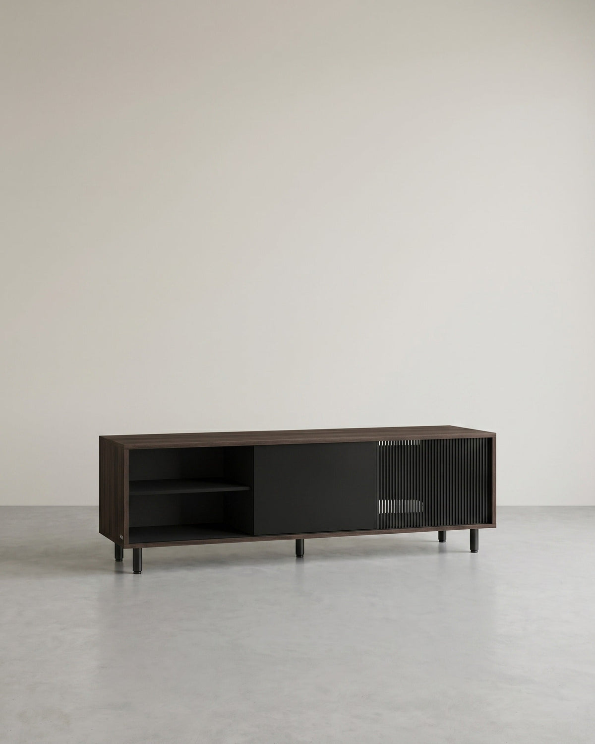 TV-Schrank für Fernseher bis 60 Zoll – modern Schwarz/Weiß mit Glastür – werkzeuglose Montage – TV-Lowboard mit Stauraum