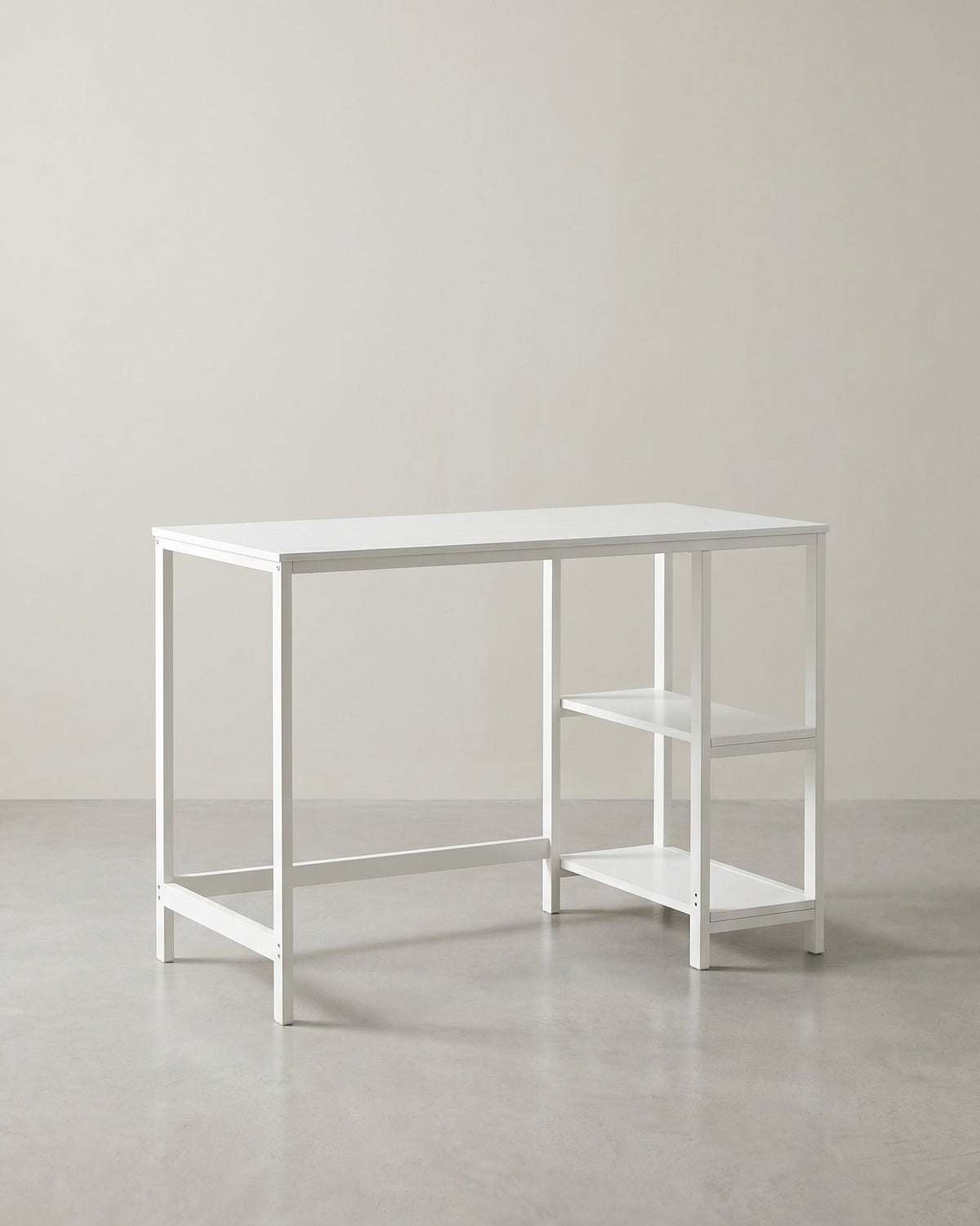 Industrieller Schreibtisch 120 cm breit - Mit beweglichen Regalen