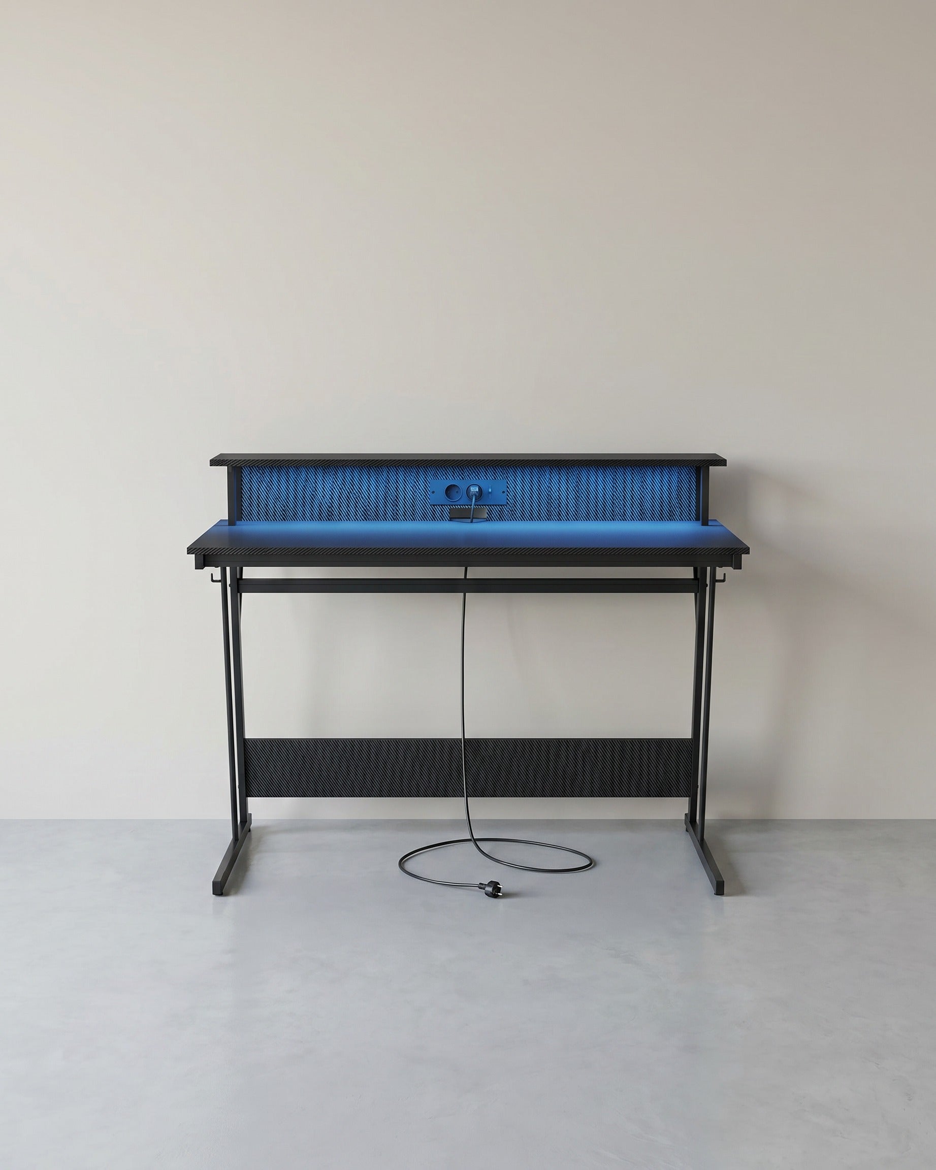 Gaming Schreibtisch mit LED - Gaming Tisch mit Steckdose und USB-Anschluss