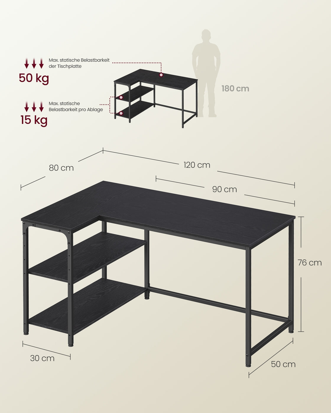 Eckschreibtisch In L-Form - Verstellbar - Für Homeoffice