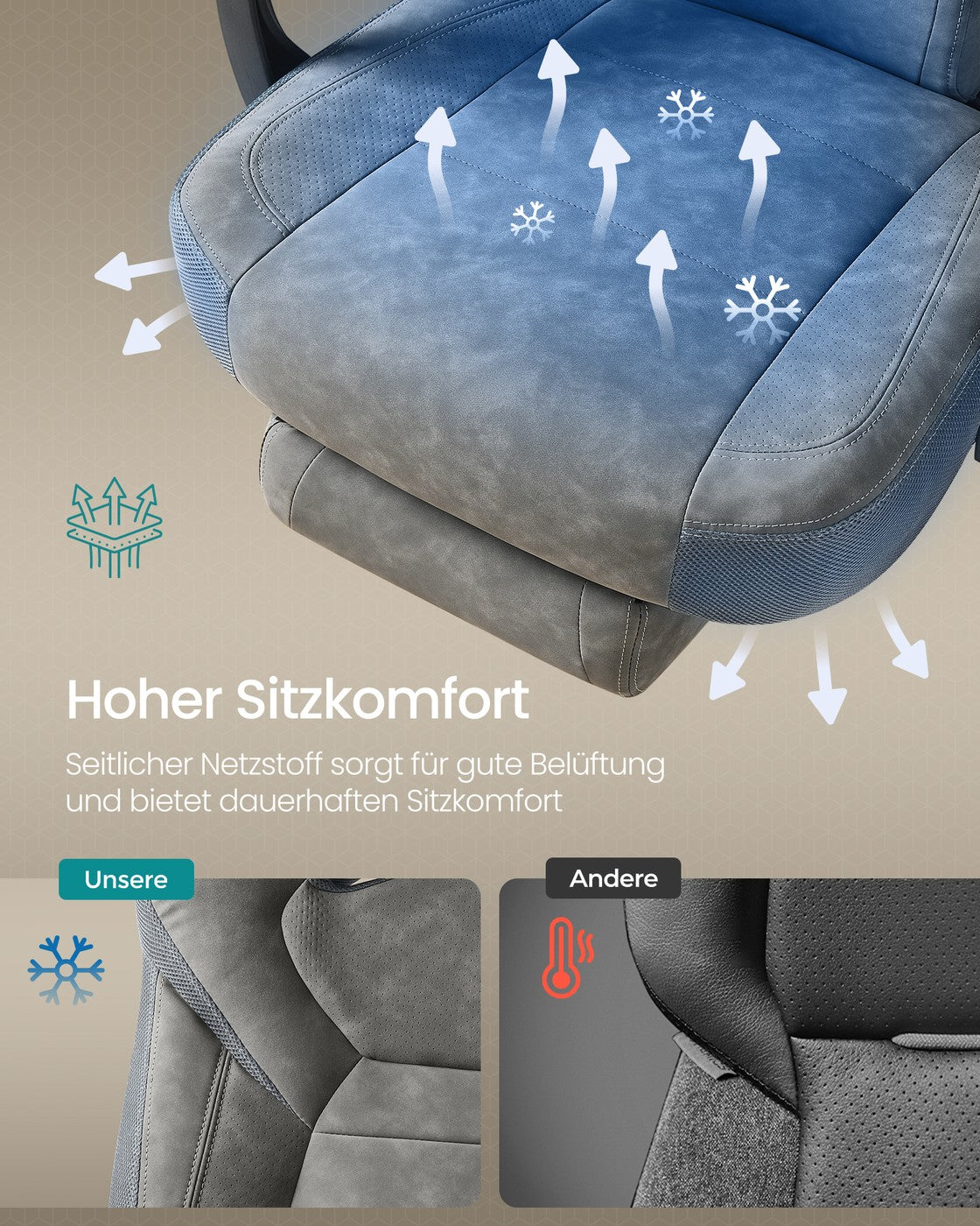 Gaming-Stuhl mit Fußstütze – ergonomisch – neigbar – höhenverstellbar