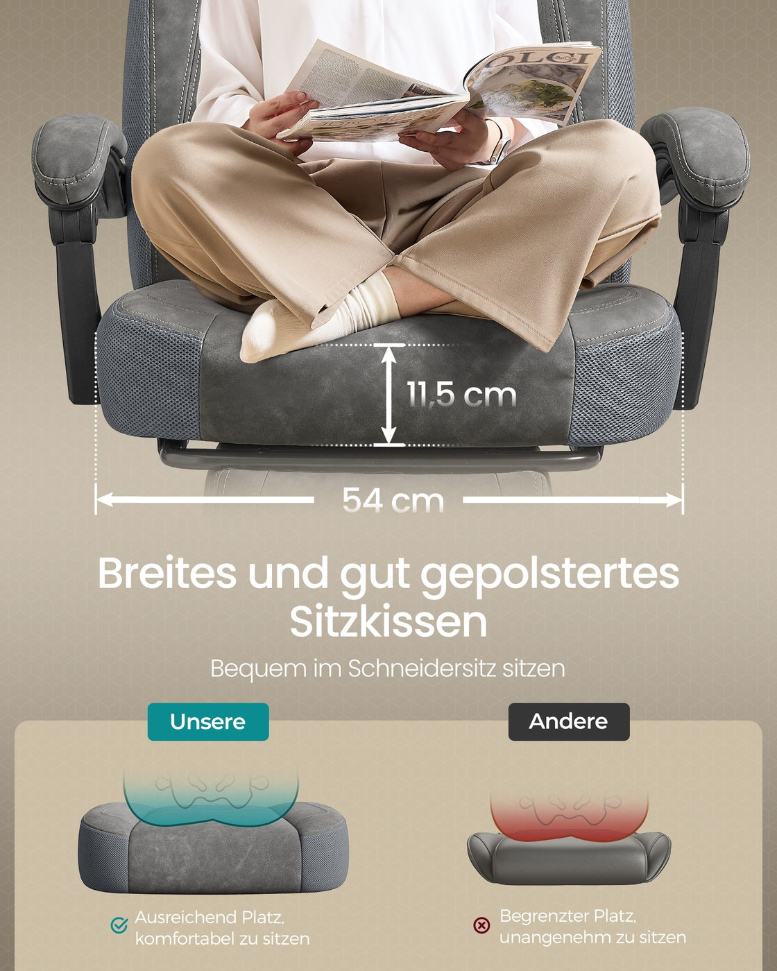 Gaming-Stuhl mit Fußstütze – ergonomisch – neigbar – höhenverstellbar