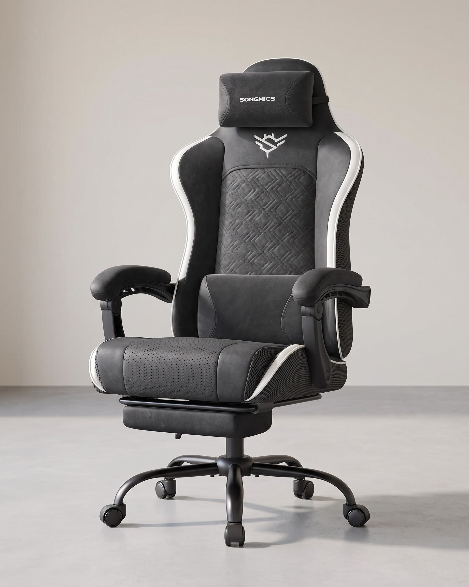Gaming-Stuhl – Ergonomischer Bürostuhl mit Fußstütze und Synchronmechanismus – Vollständig verstellbar