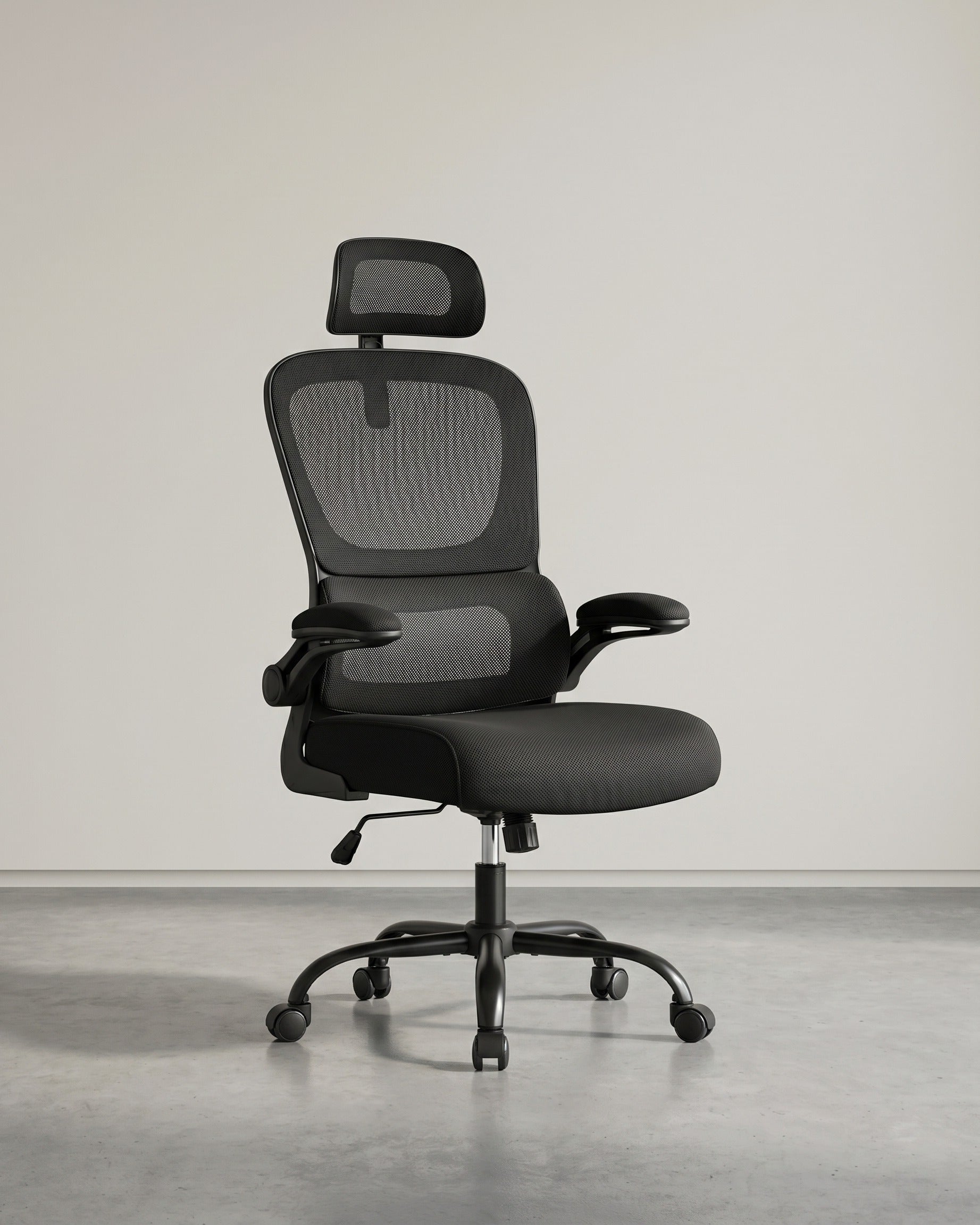 Ergonomischer Bürostuhl – Verstellbare Lordosenstütze – Netzrückenlehne – Neigbare Rückenlehne und Kopfstütze