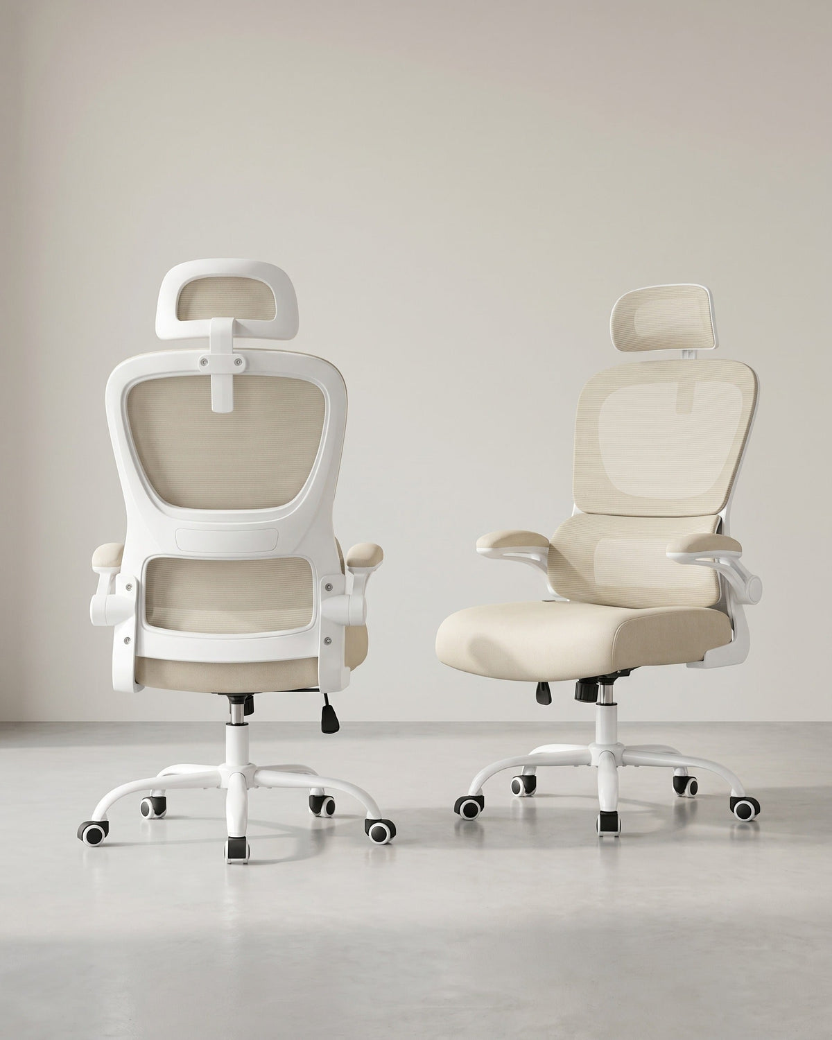 Ergonomischer Bürostuhl – Verstellbare Lordosenstütze – Netzrückenlehne – Neigbare Rückenlehne und Kopfstütze