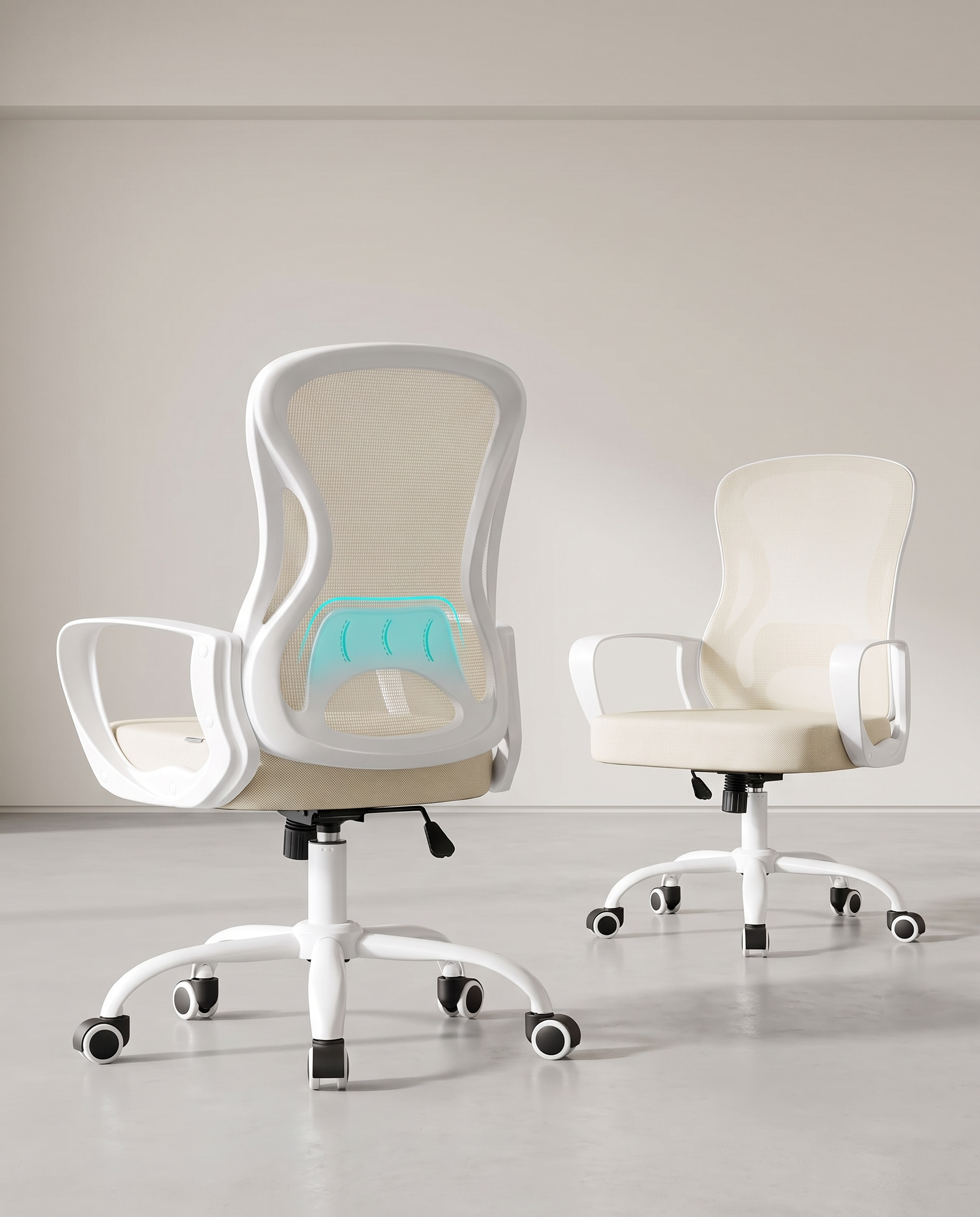 Ergonomischer Bürostuhl – Höhenverstellbar – Klappbare Armlehnen – Atmungsaktives Netzgewebe