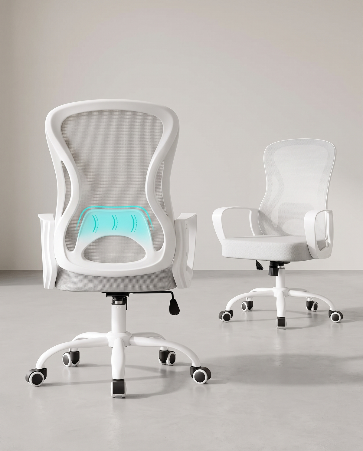 Ergonomischer Bürostuhl – Höhenverstellbar – Klappbare Armlehnen – Atmungsaktives Netzgewebe
