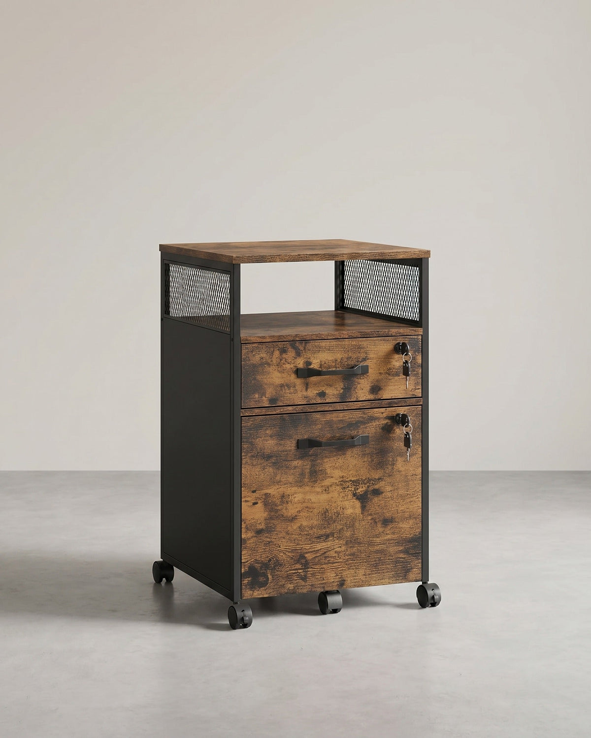 Rollcontainer mit Schubladen – Industriedesign – Hängeregistraturauszug – 69 cm hoch – auf Rollen – bis 60 kg belastbar