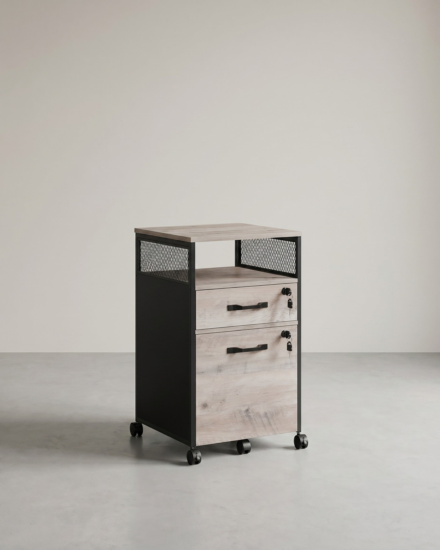 Rollcontainer mit Schubladen – Industriedesign – Hängeregistraturauszug – 69 cm hoch – auf Rollen – bis 60 kg belastbar