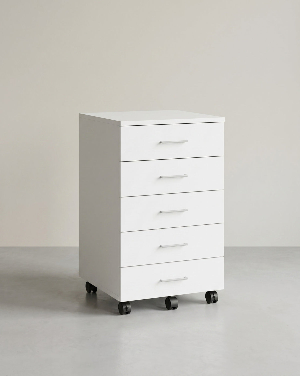 Rollcontainer mit 5 Schubladen – 40 x 42 x 65,7 cm – Weiß