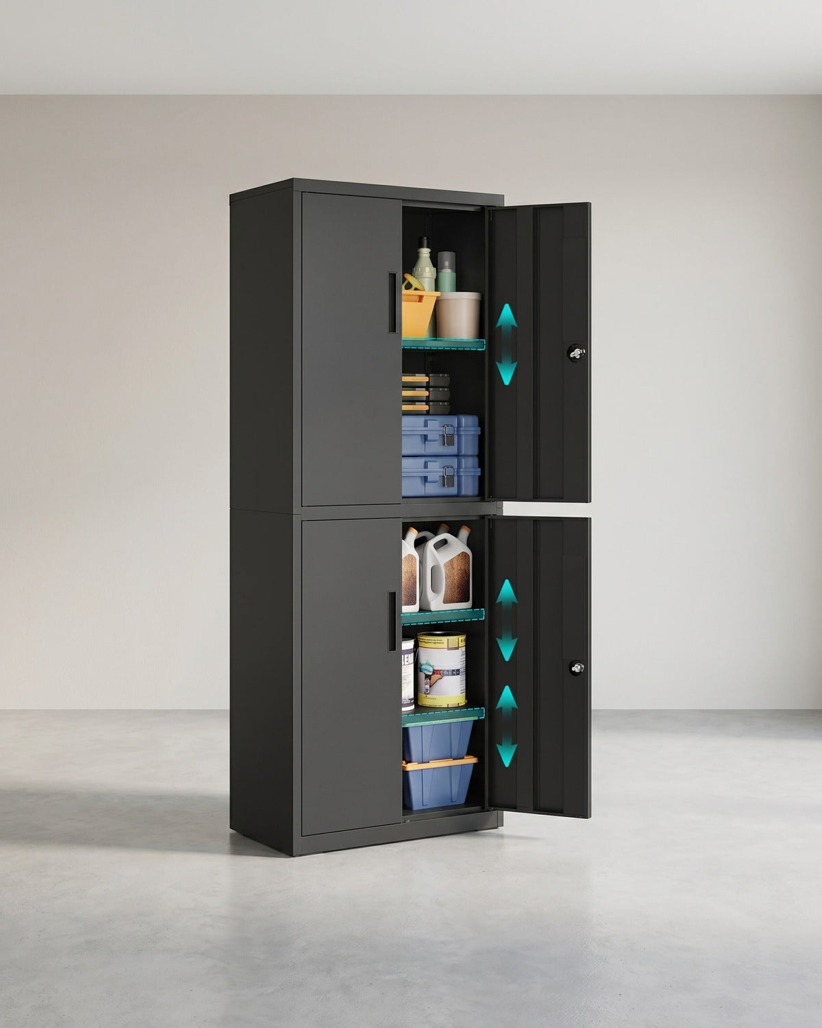 Aktenschrank - Stahl - 4 Türen Und 5 Ebenen - 180 cm Hoch Mit Schlössern