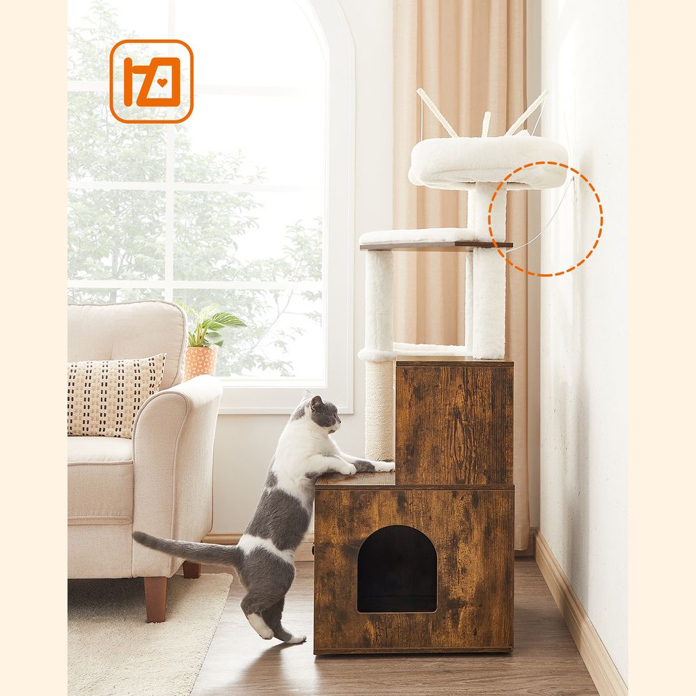 2-in-1 Kratzbaum mit Katzentoiletten-Umbau – All-in-One-Lösung – 140 cm hoch