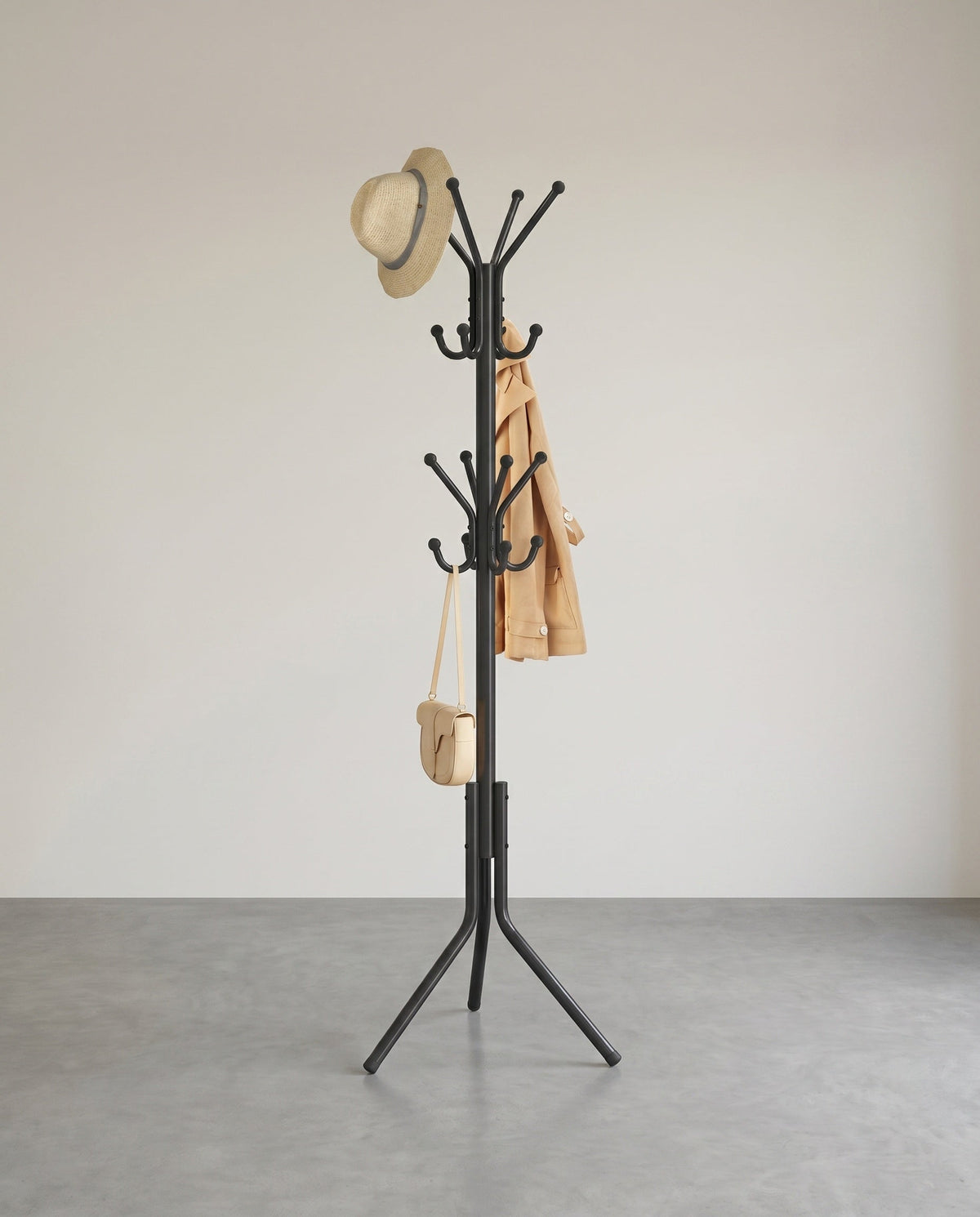 Freistehende Garderobe – mit 16 Haken – Metallgarderobe – freistehender Kleiderschrank für Flur, Schlafzimmer oder Büro