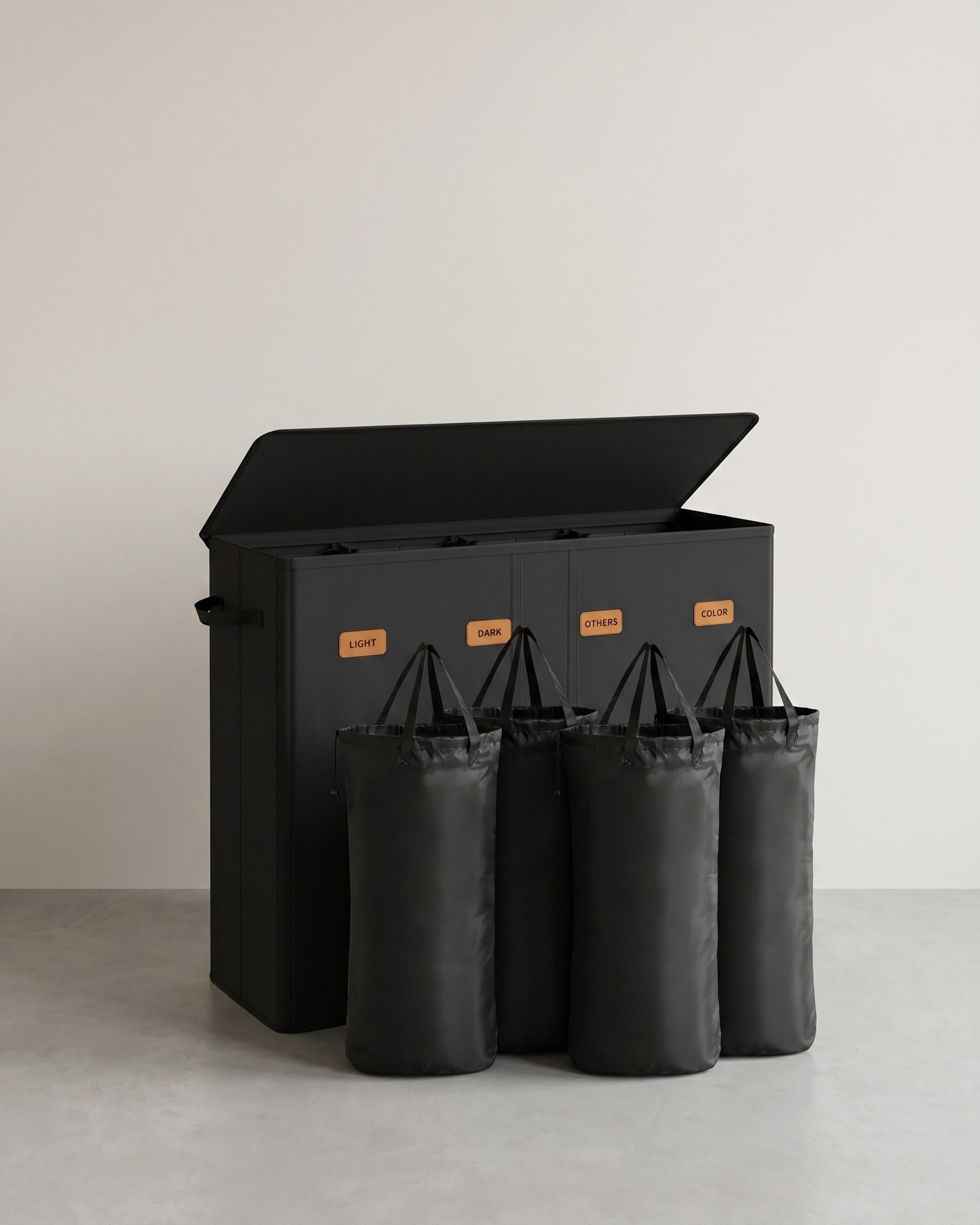 Wäschekorb mit 3 Fächern – 160L/210L – Herausnehmbarer Innenbeutel – Mit Deckel